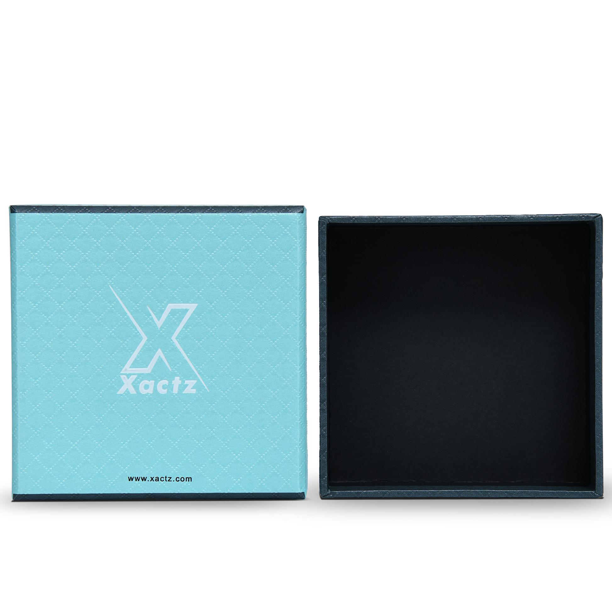 Premium Sky Blue Textured Platinum Embossed Luxury Lid and Base Gift Box