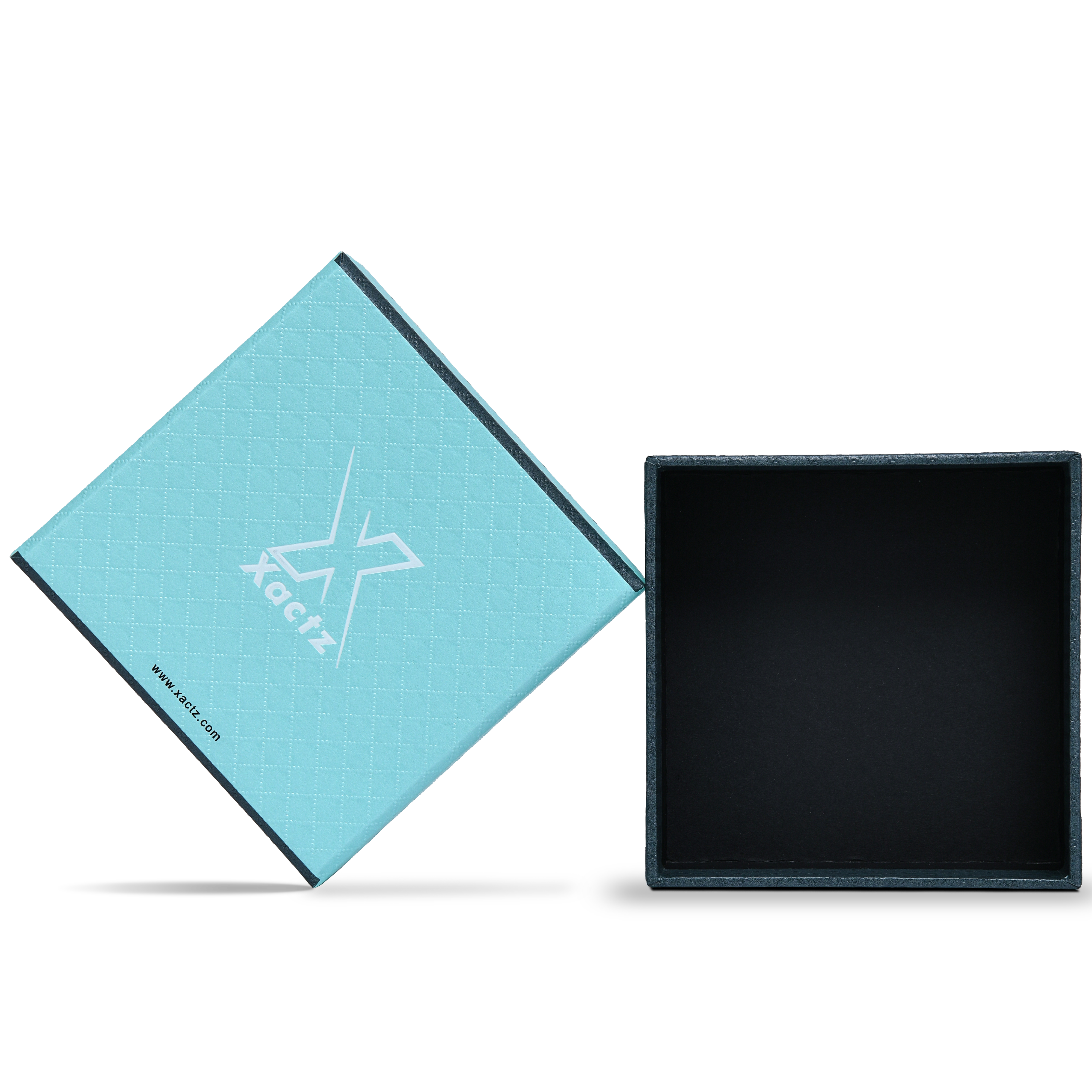 Premium Sky Blue Textured Platinum Embossed Luxury Lid and Base Gift Box