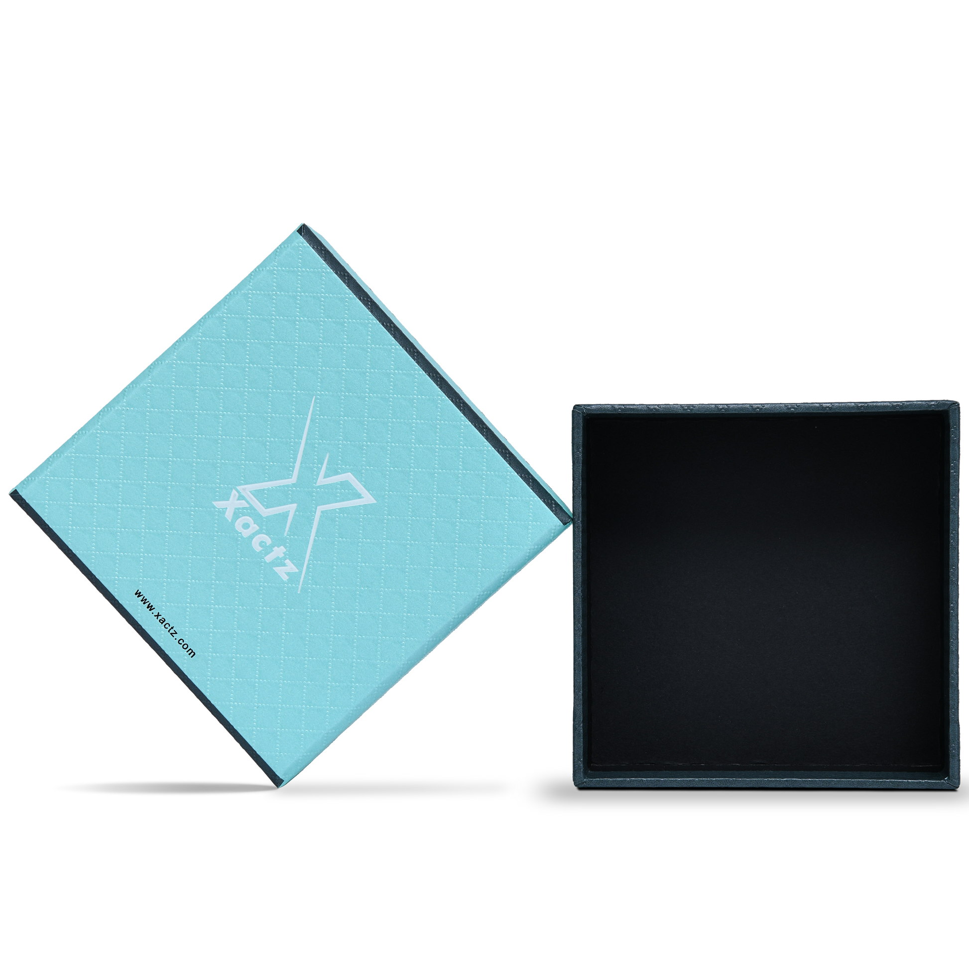 Premium Sky Blue Textured Platinum Embossed Luxury Lid and Base Gift Box