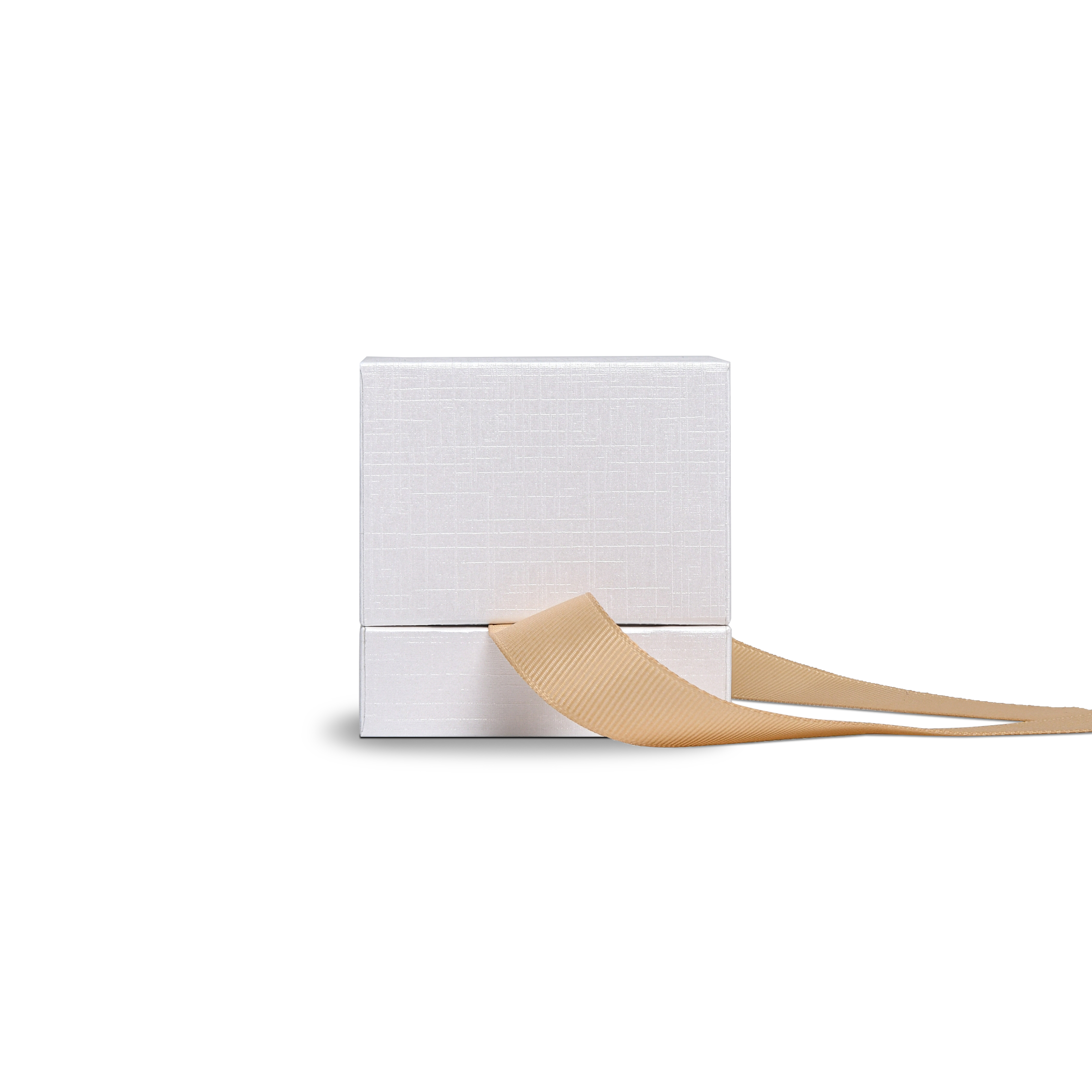 Premium Super White Textured Gold Embossed Hot Stamped Rigid Box with Ribbon Closure