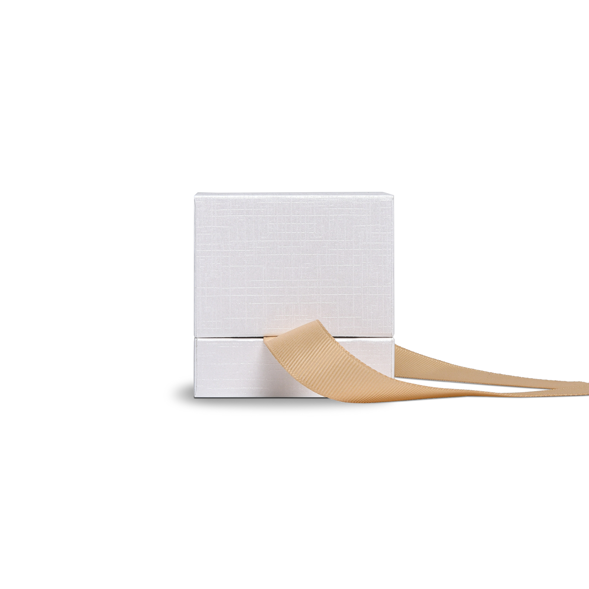 Premium Super White Textured Gold Embossed Hot Stamped Rigid Box with Ribbon Closure