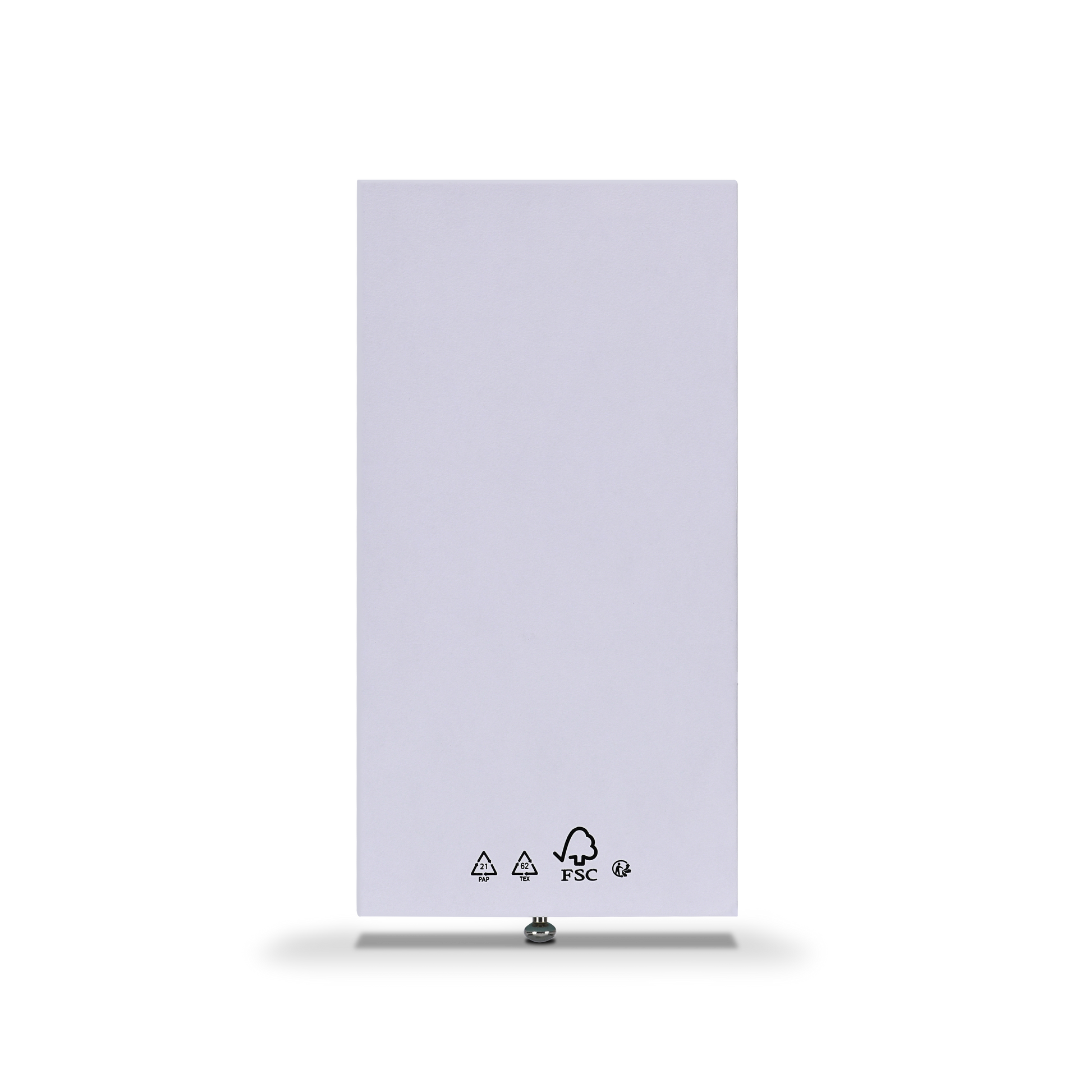 Rear view of Xactz drawer box showing PAP, TEX, FSC, and recycling certification symbols at base.