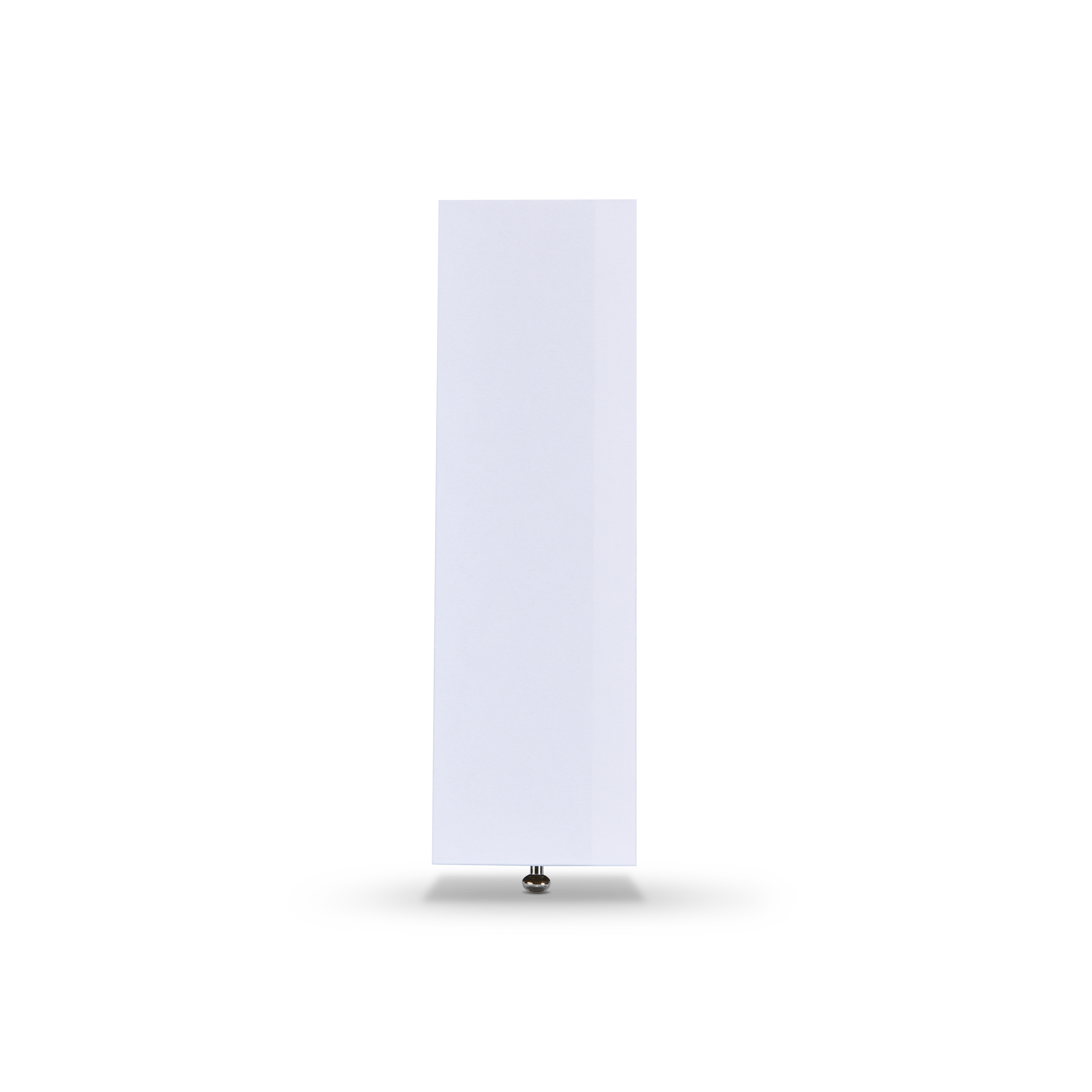 Side view of white Xactz rigid drawer box showing plain surface and single silver pull bead at base.