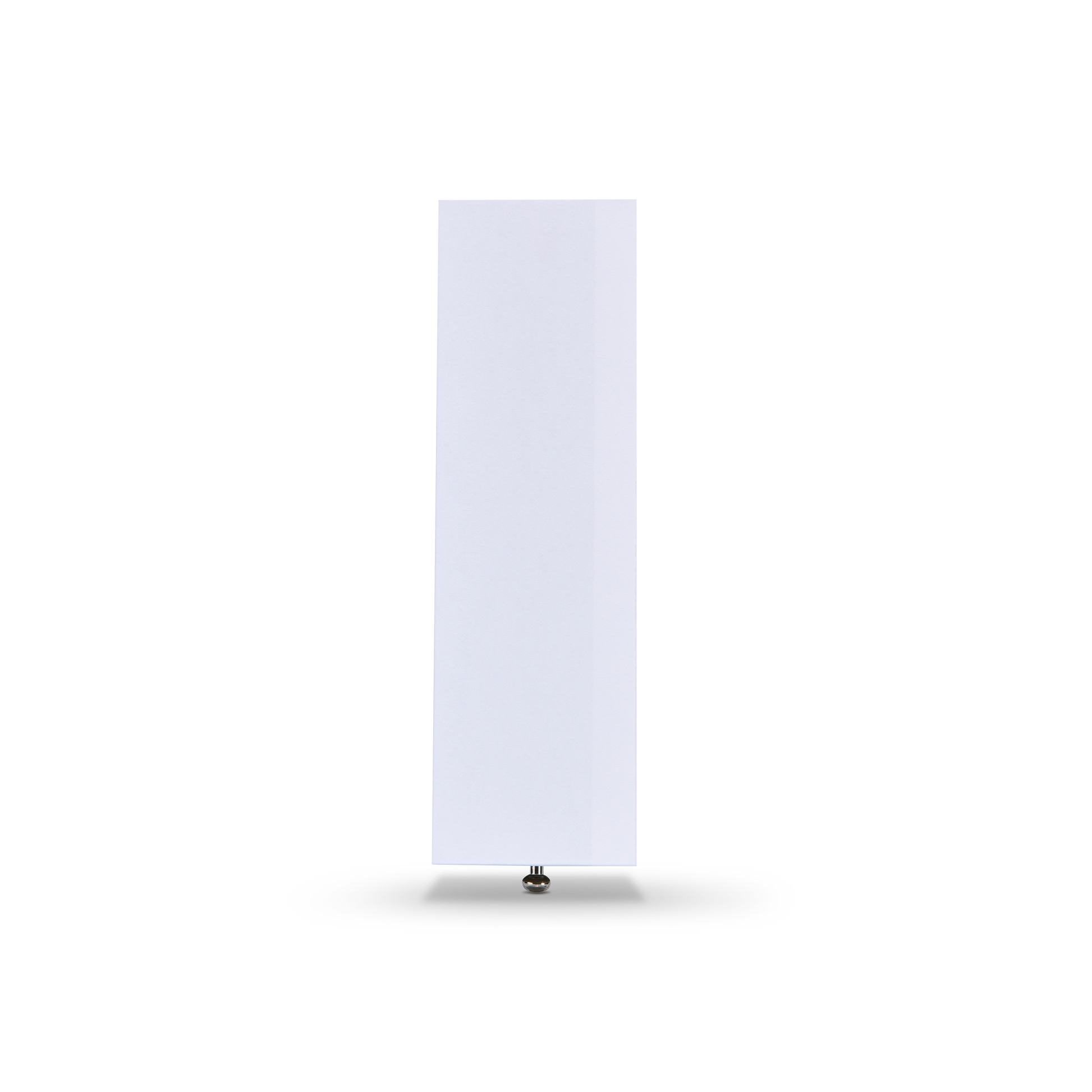Side view of white Xactz rigid drawer box showing plain surface and single silver pull bead at base.