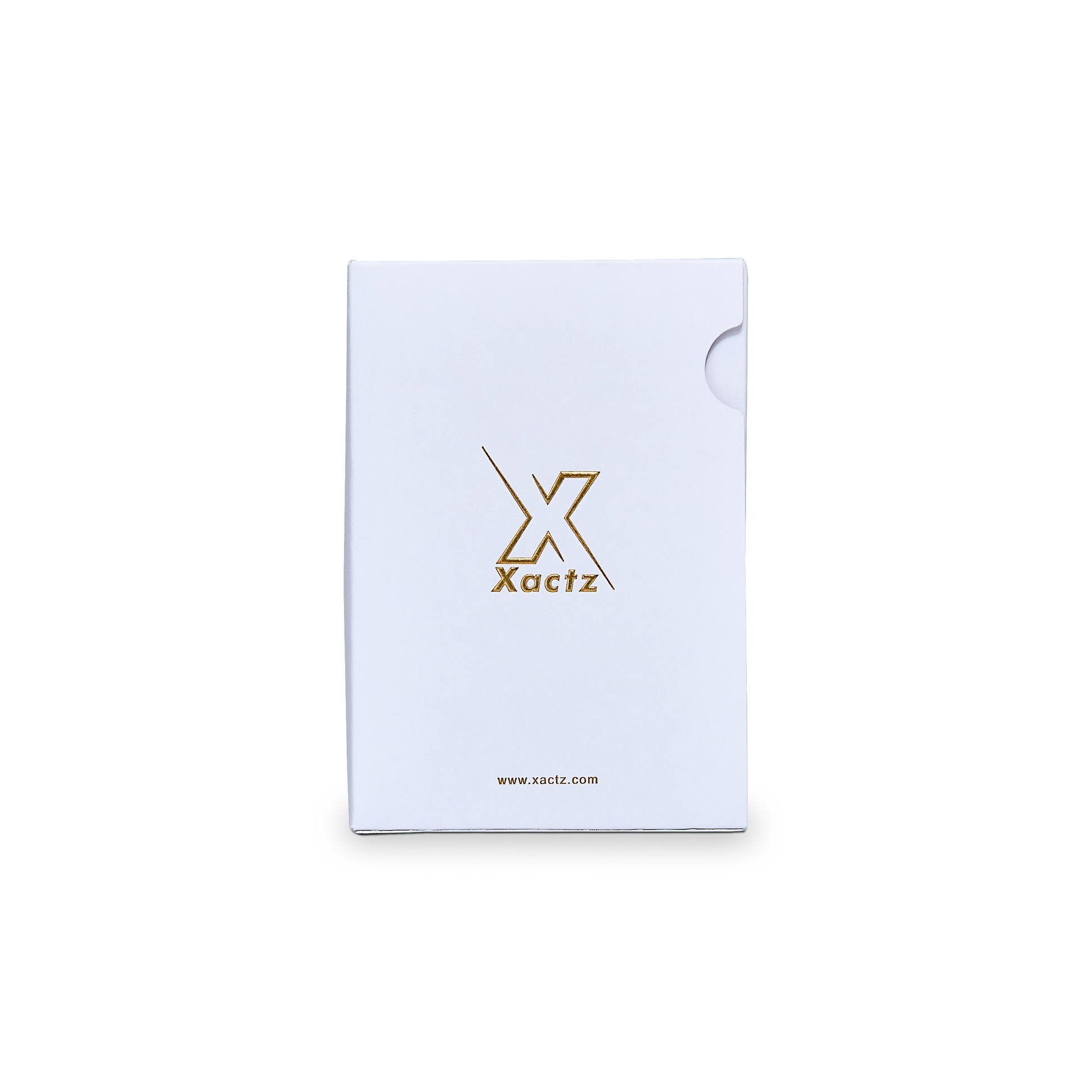 Boîte à cartes de luxe sur mesure à ouverture latérale, finition or mat