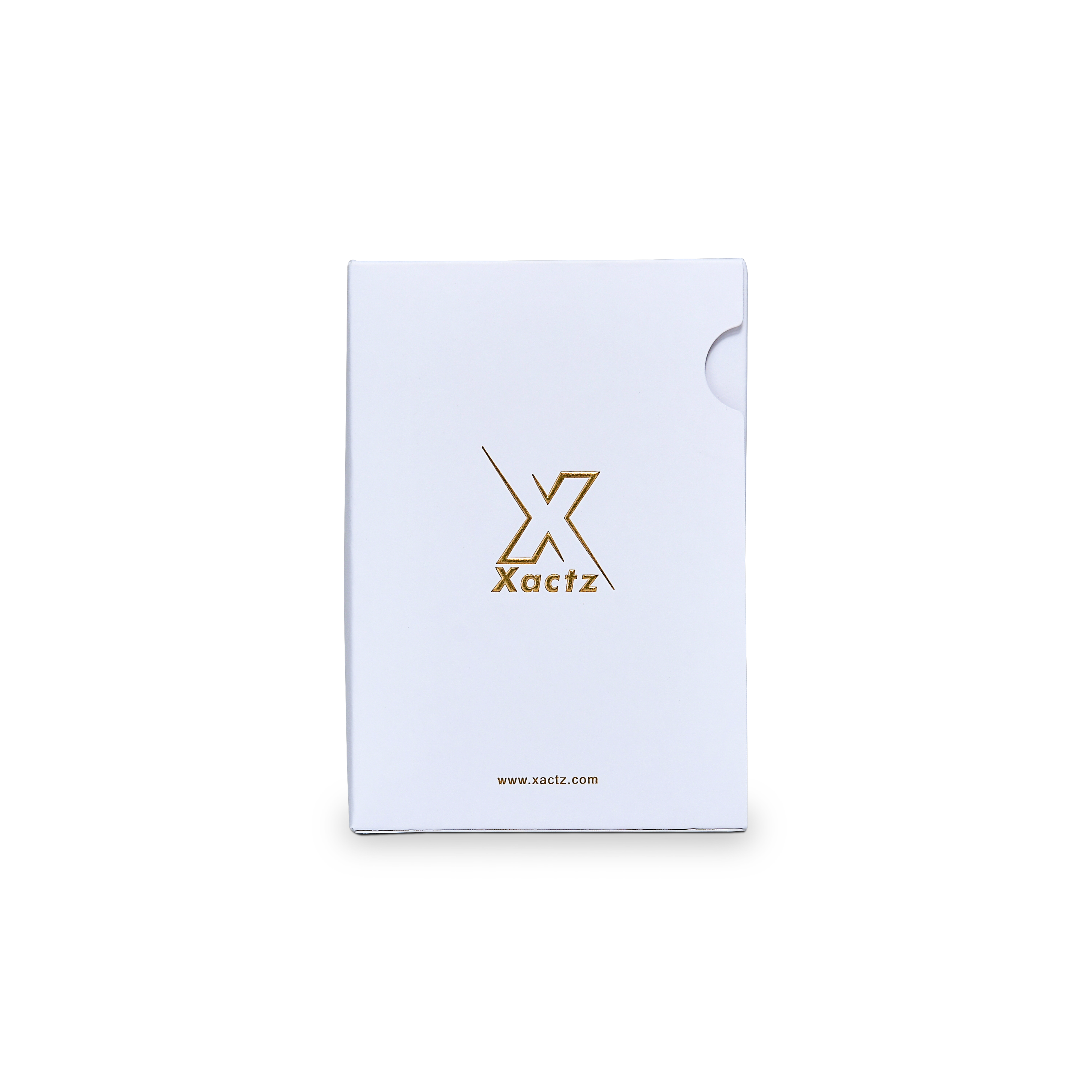 Boîte à cartes de luxe sur mesure à ouverture latérale, finition or mat