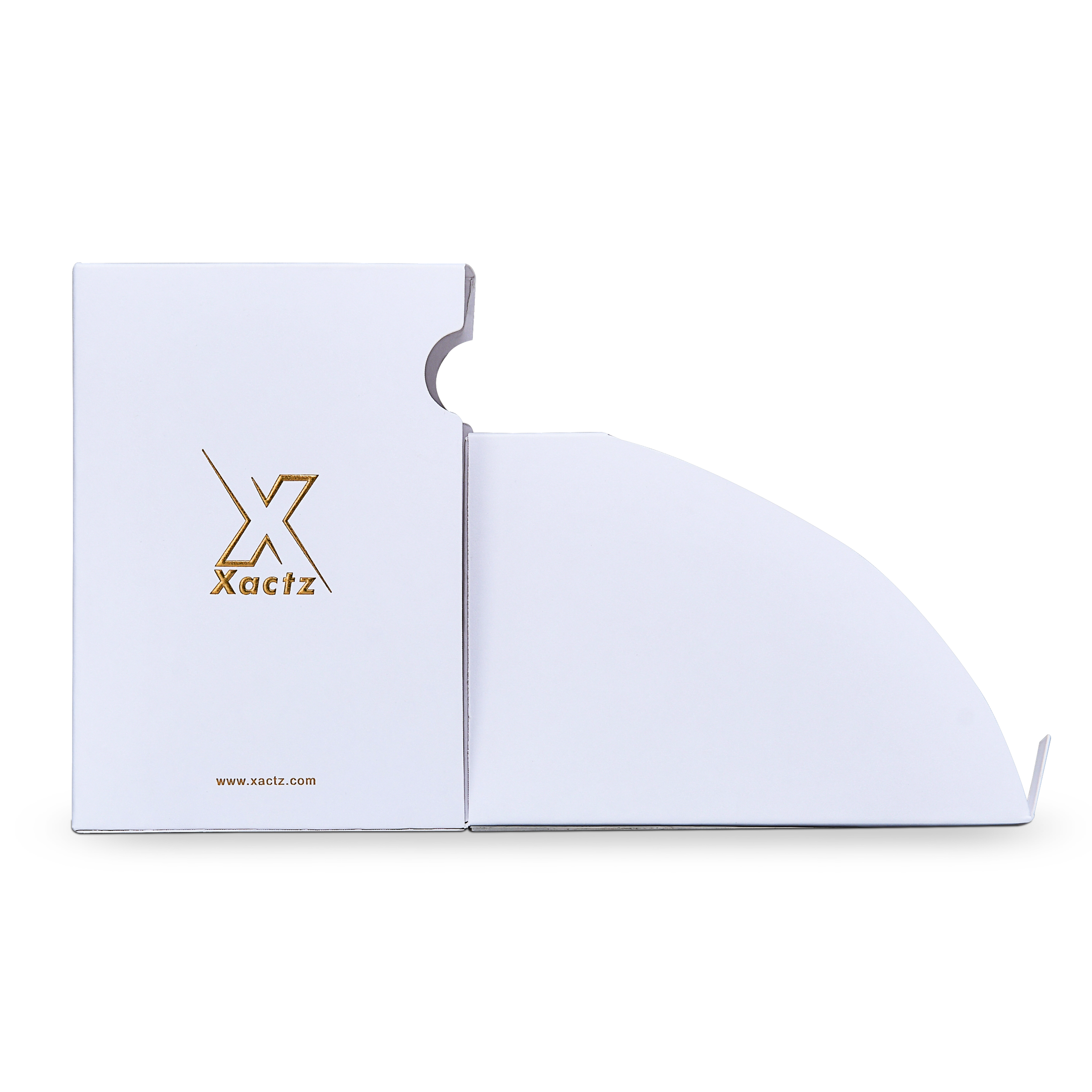 Boîte à cartes de luxe sur mesure à ouverture latérale, finition or mat