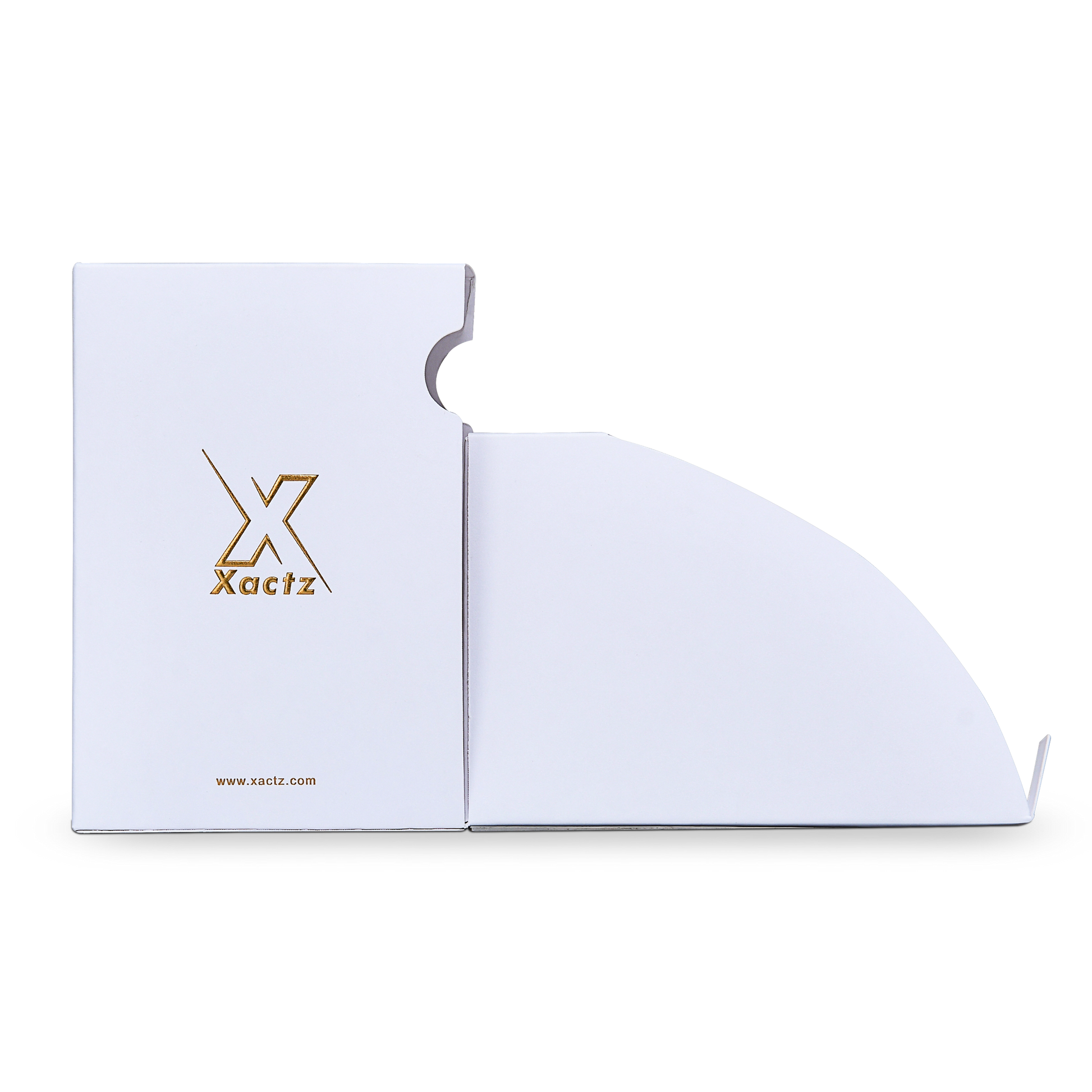 Boîte à cartes de luxe sur mesure à ouverture latérale, finition or mat
