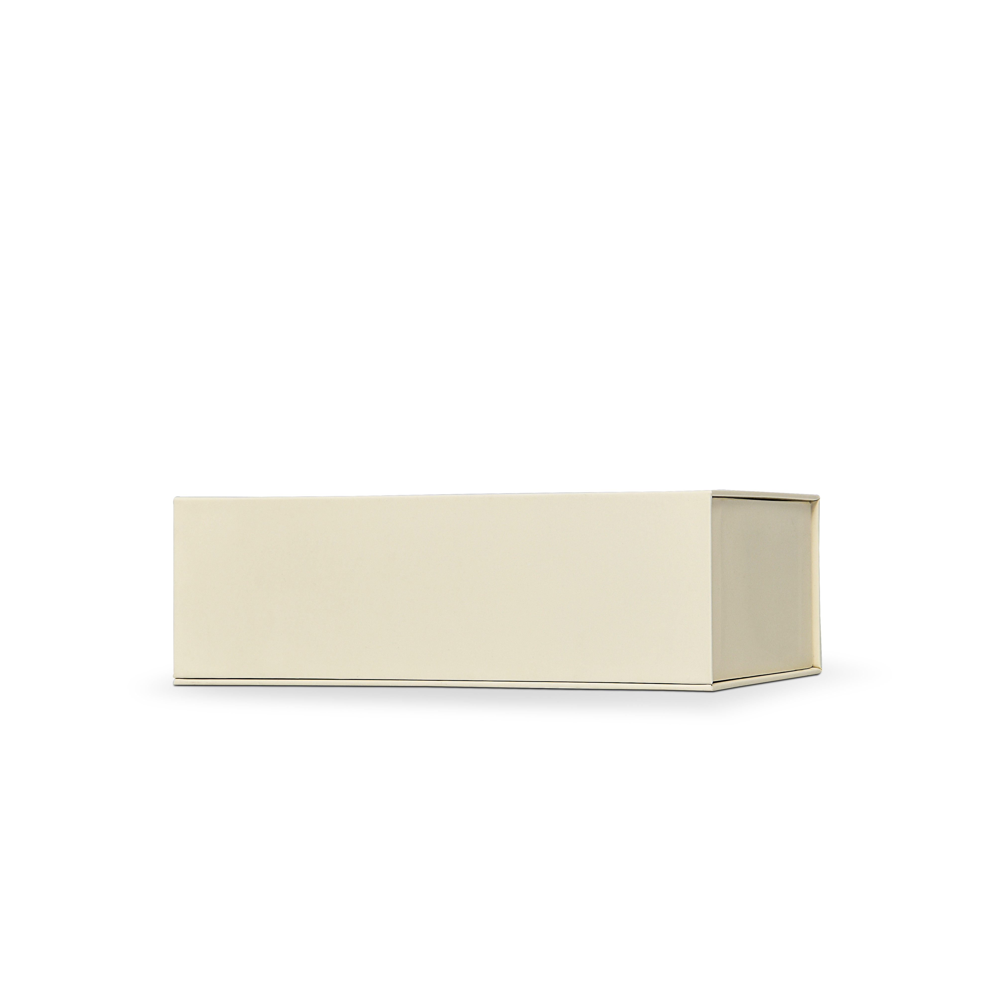 Premium Wheat Yellow Book-Style Box with Embossed Holographic Silver Foil Logo, Silk Satin Lining and Magnetic Closure