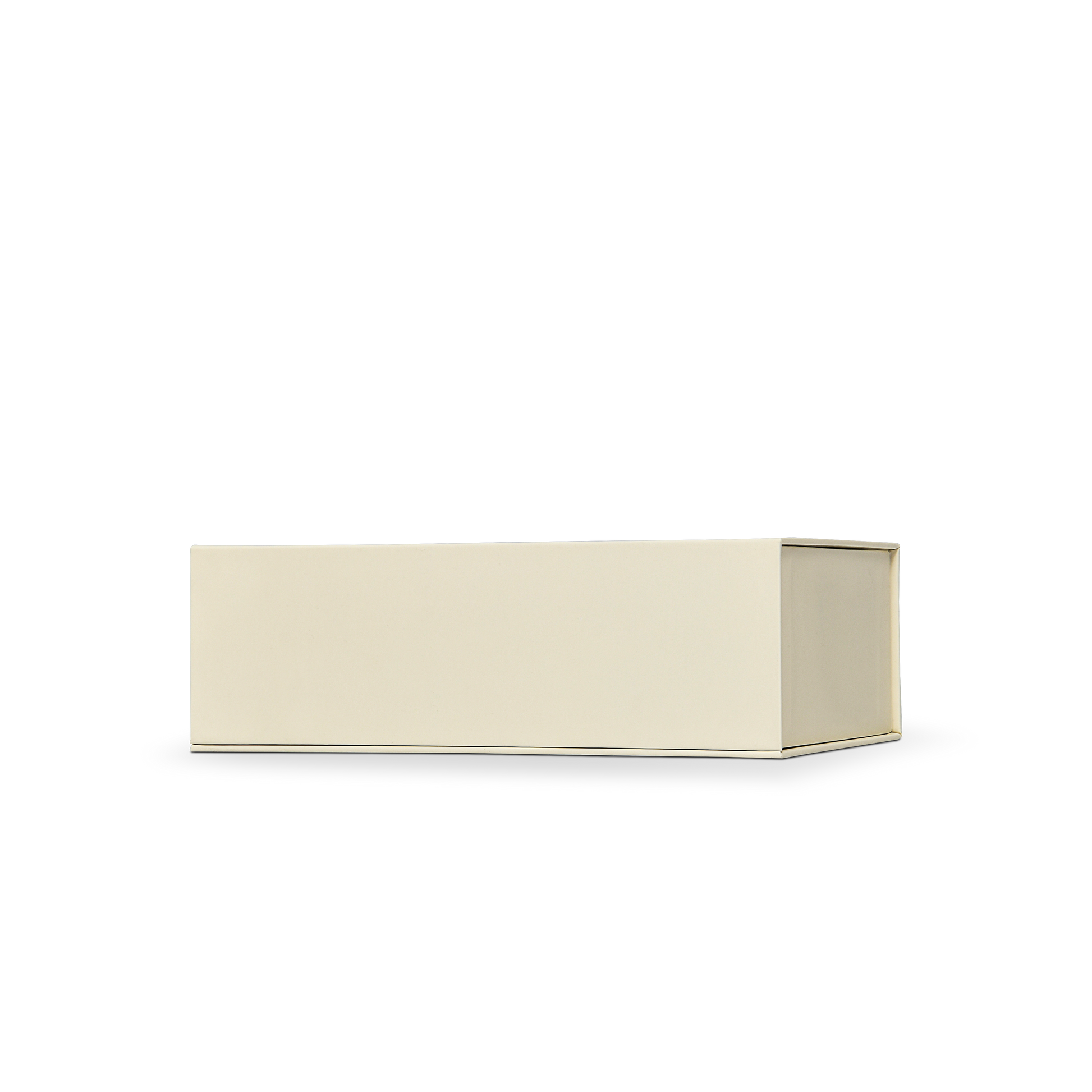 Premium Wheat Yellow Book-Style Box with Embossed Holographic Silver Foil Logo, Silk Satin Lining and Magnetic Closure