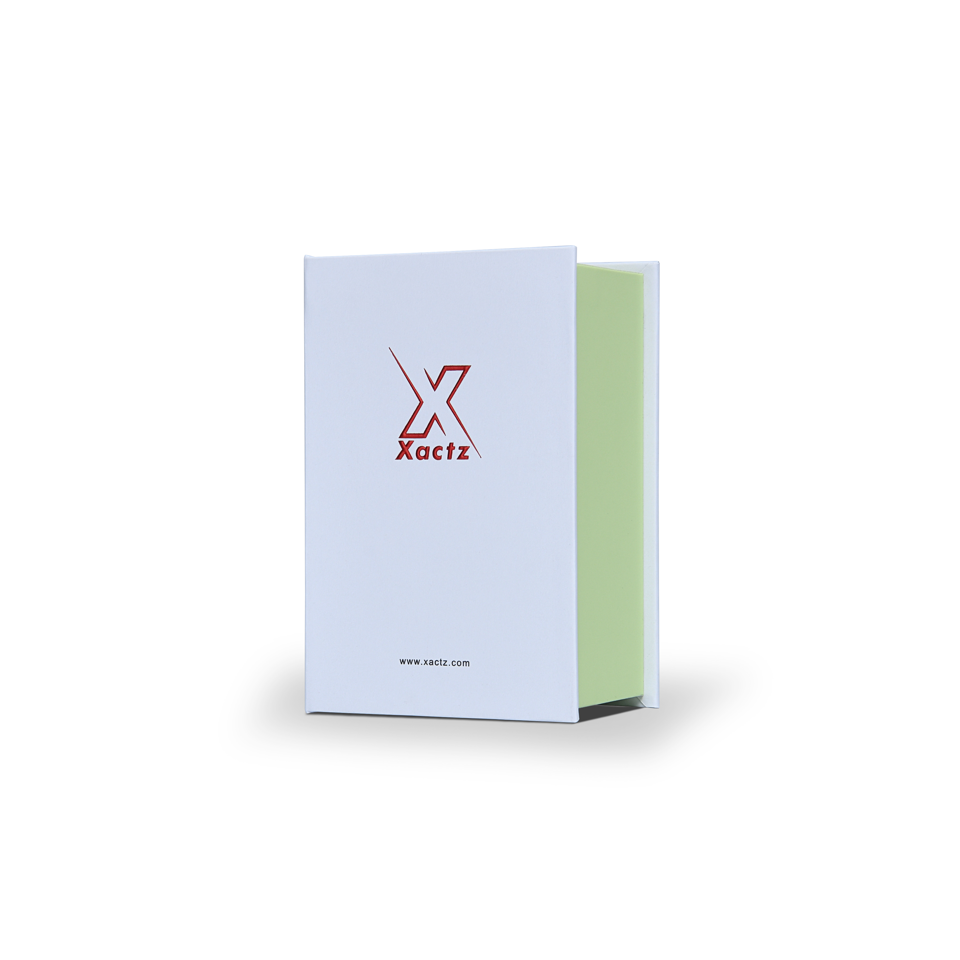 Premium White Green Embossed Red Gold Foil Book-Shaped Luxury Gift Box with Green Ractangular Inner Tray