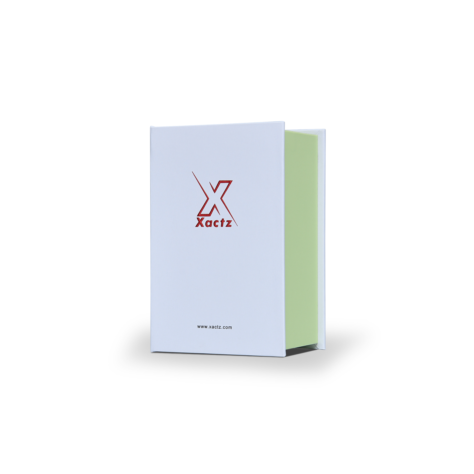 Premium White Green Embossed Red Gold Foil Book-Shaped Luxury Gift Box with Green Ractangular Inner Tray