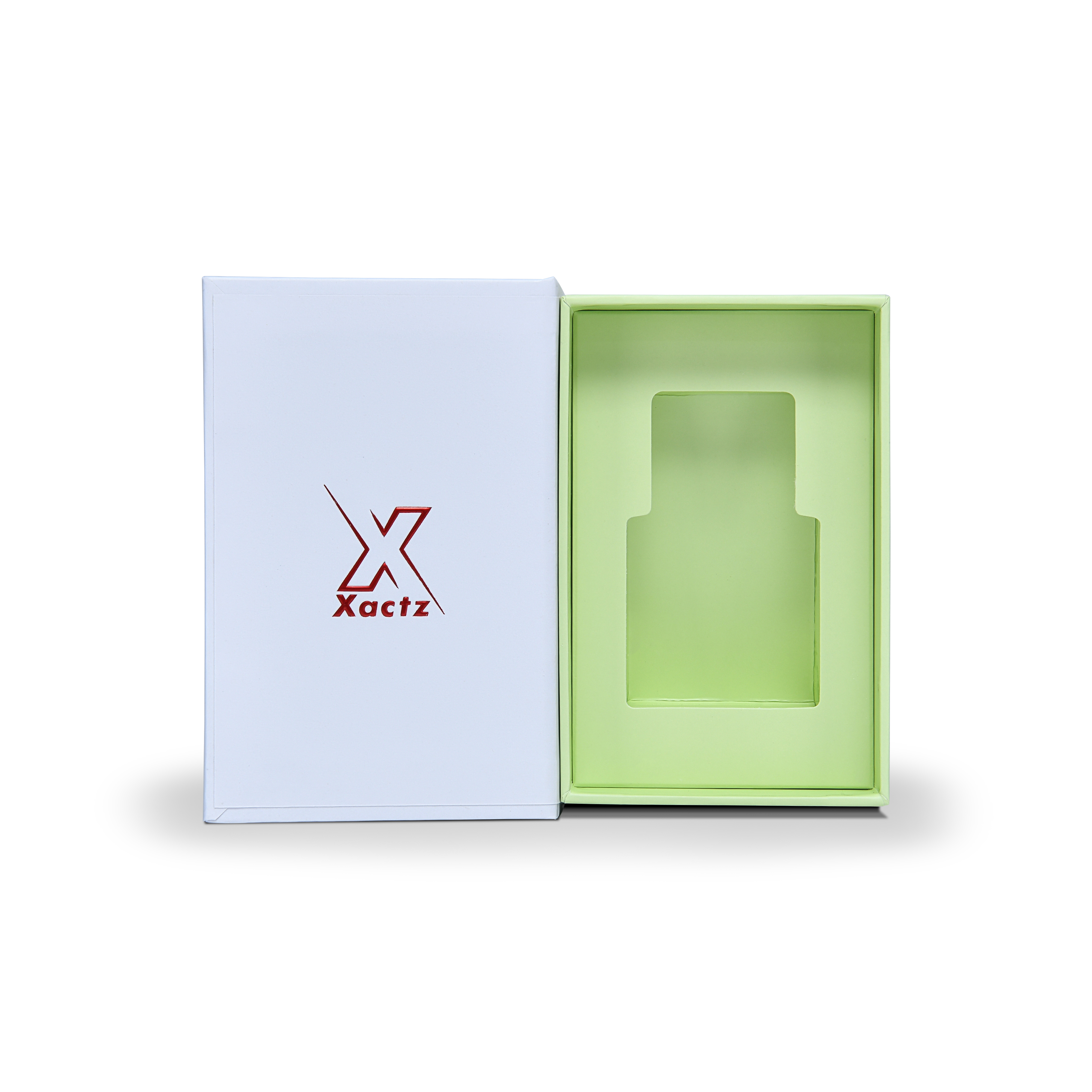 Premium White Green Embossed Red Gold Foil Book-Shaped Luxury Gift Box with Black EVA Green Inner Tray