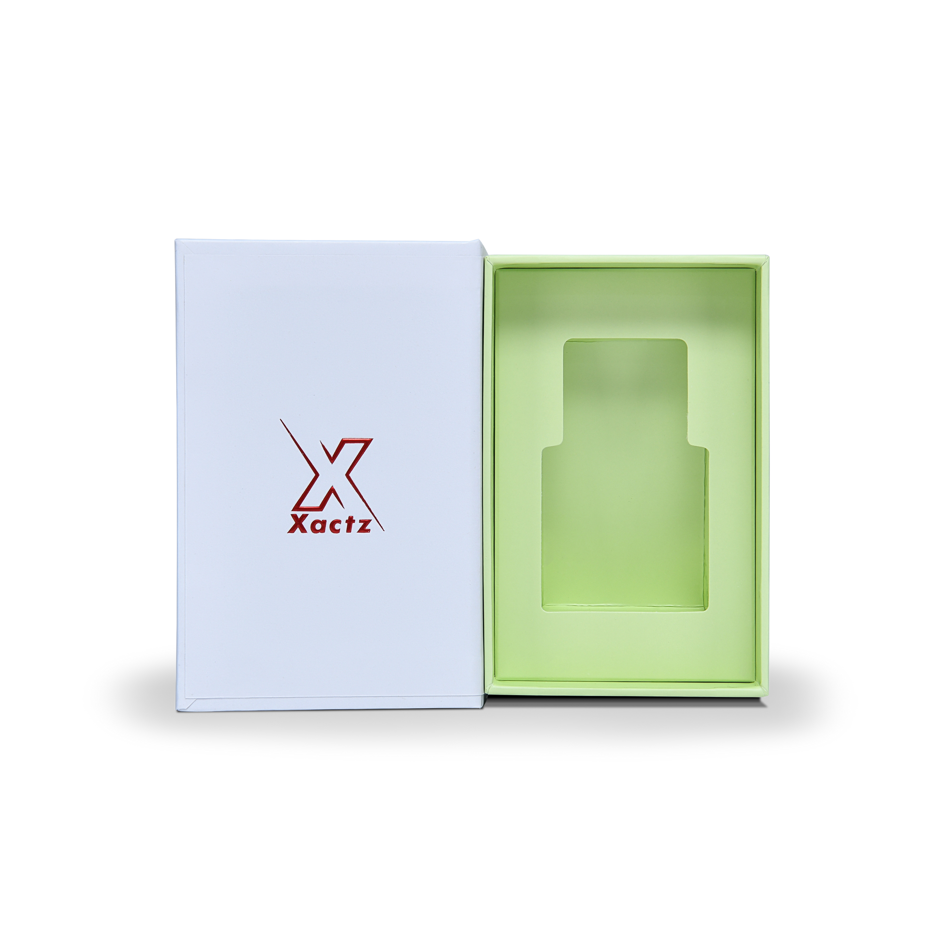 Premium White Green Embossed Red Gold Foil Book-Shaped Luxury Gift Box with Black EVA Green Inner Tray