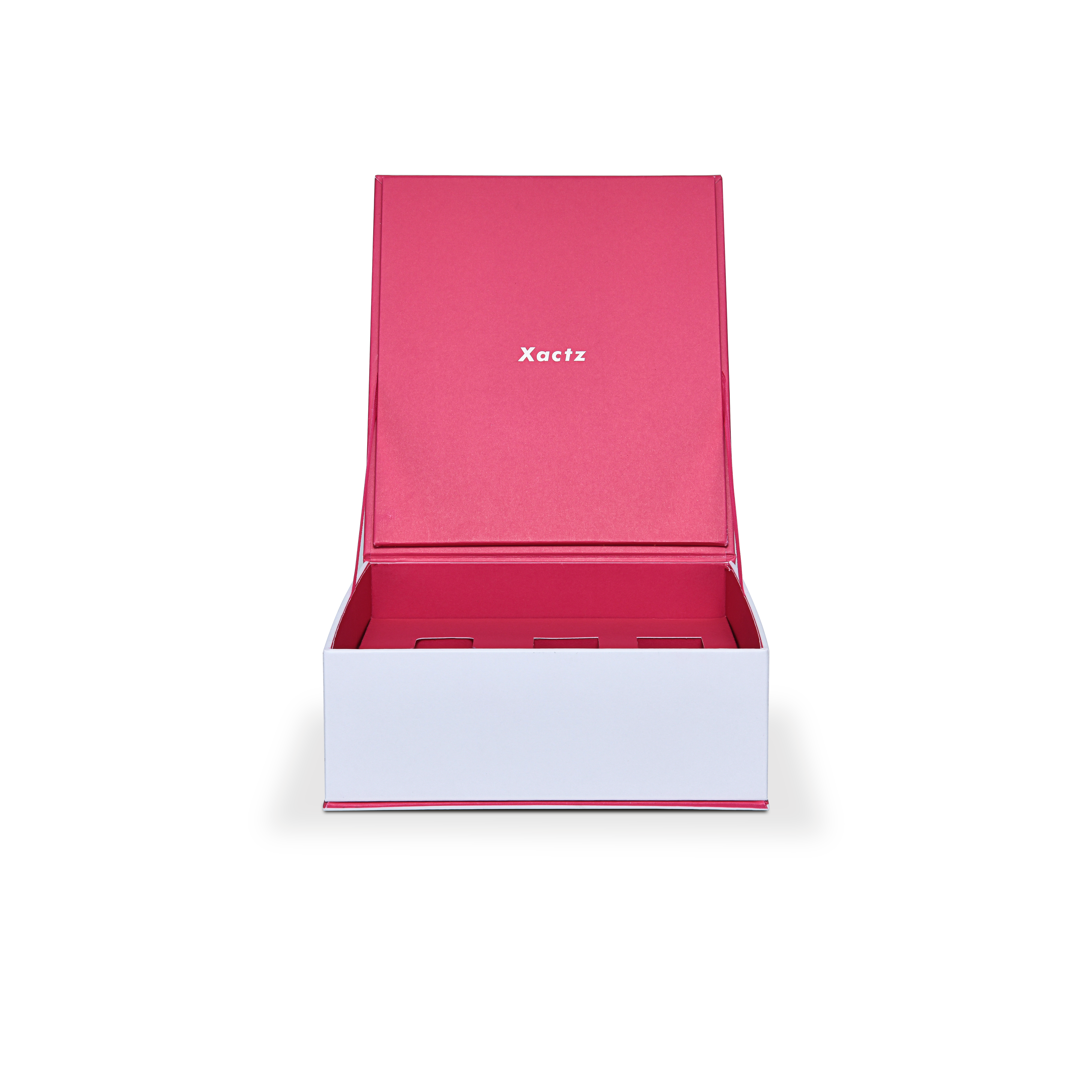 Premium White Rigid Flip-Top Luxury Gift Box with Red Interior and Custom Bottle Compartments