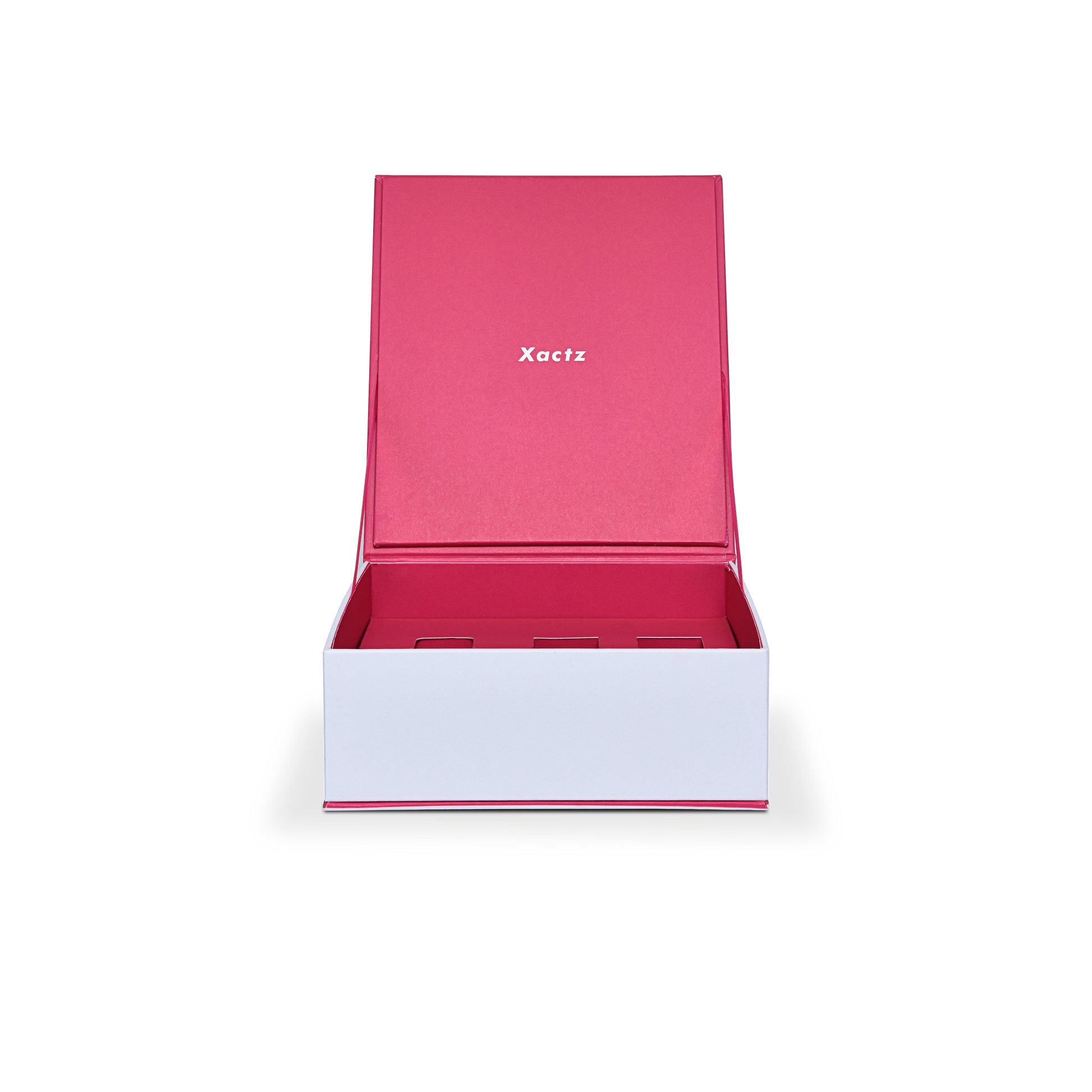 Premium White Rigid Flip-Top Luxury Gift Box with Red Interior and Custom Bottle Compartments