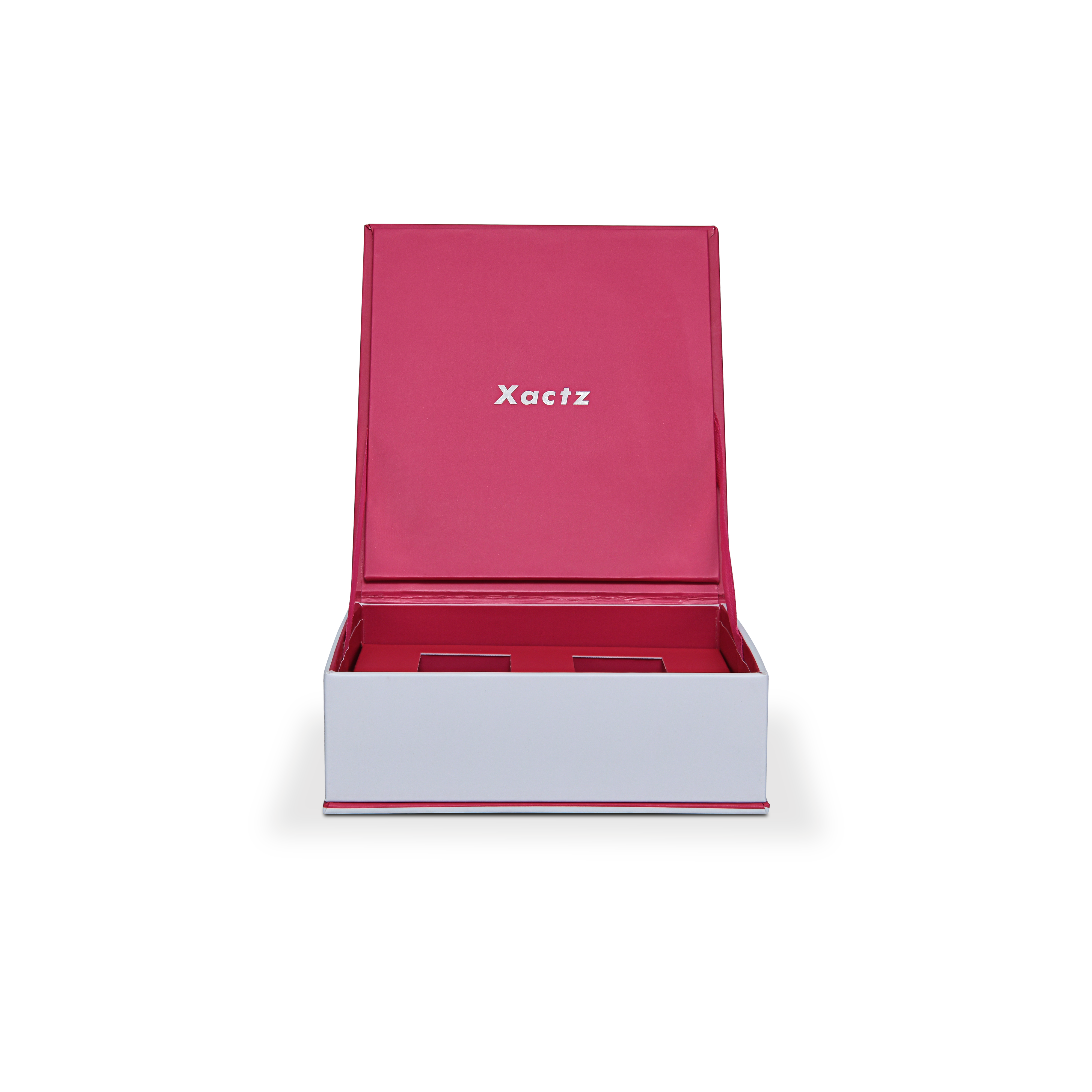 Premium White Rigid Flip-Top Luxury Gift Box with Red Interior and Custom Compartments