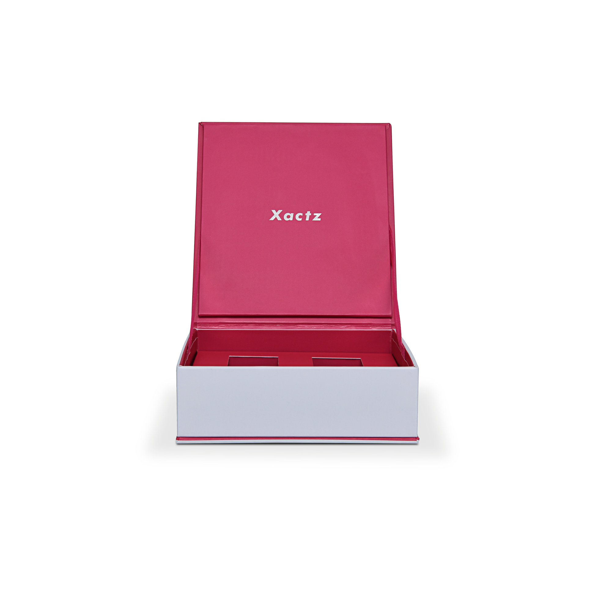 Premium White Rigid Flip-Top Luxury Gift Box with Red Interior and Custom Compartments