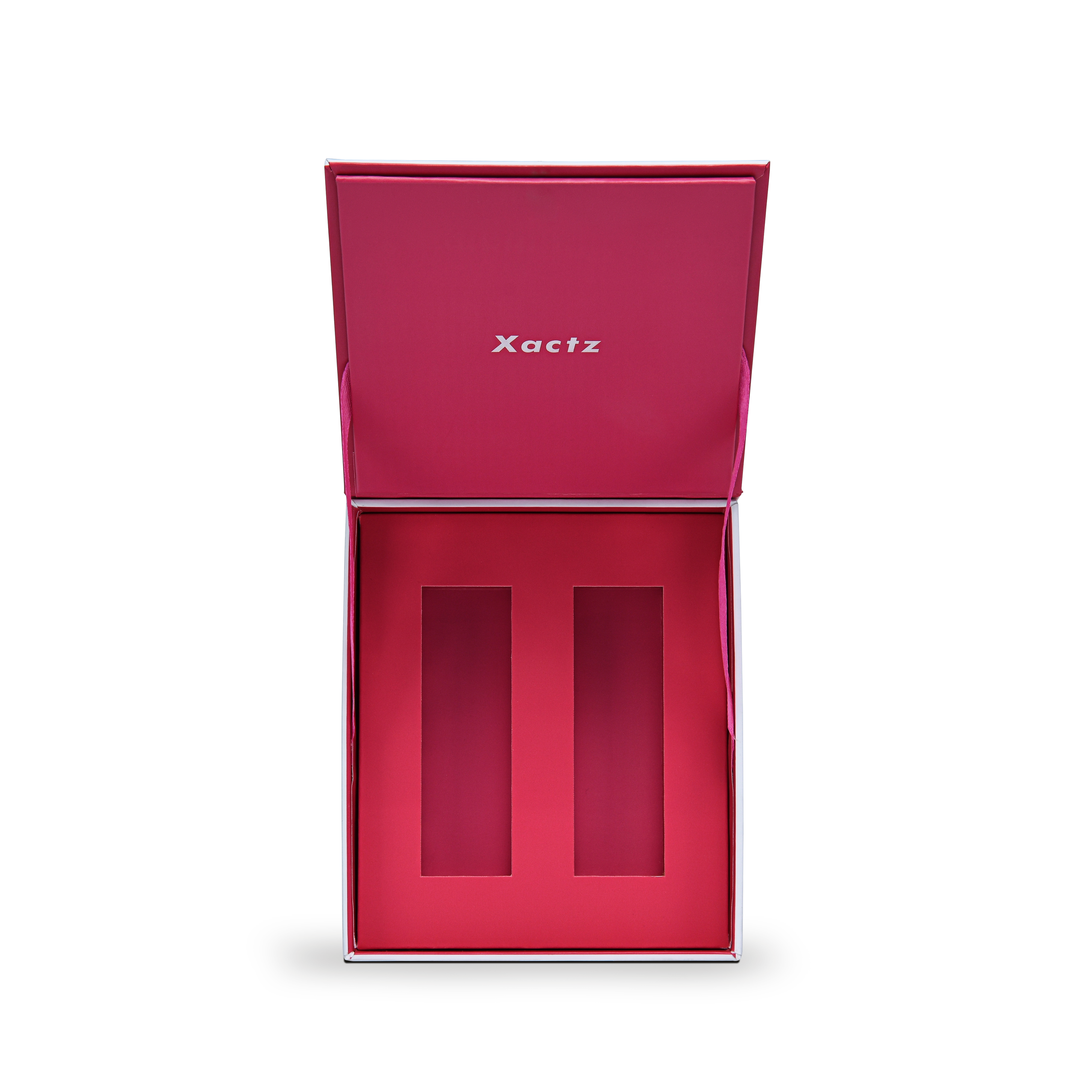 Premium White Rigid Flip-Top Luxury Gift Box with Red Interior and Custom Compartments