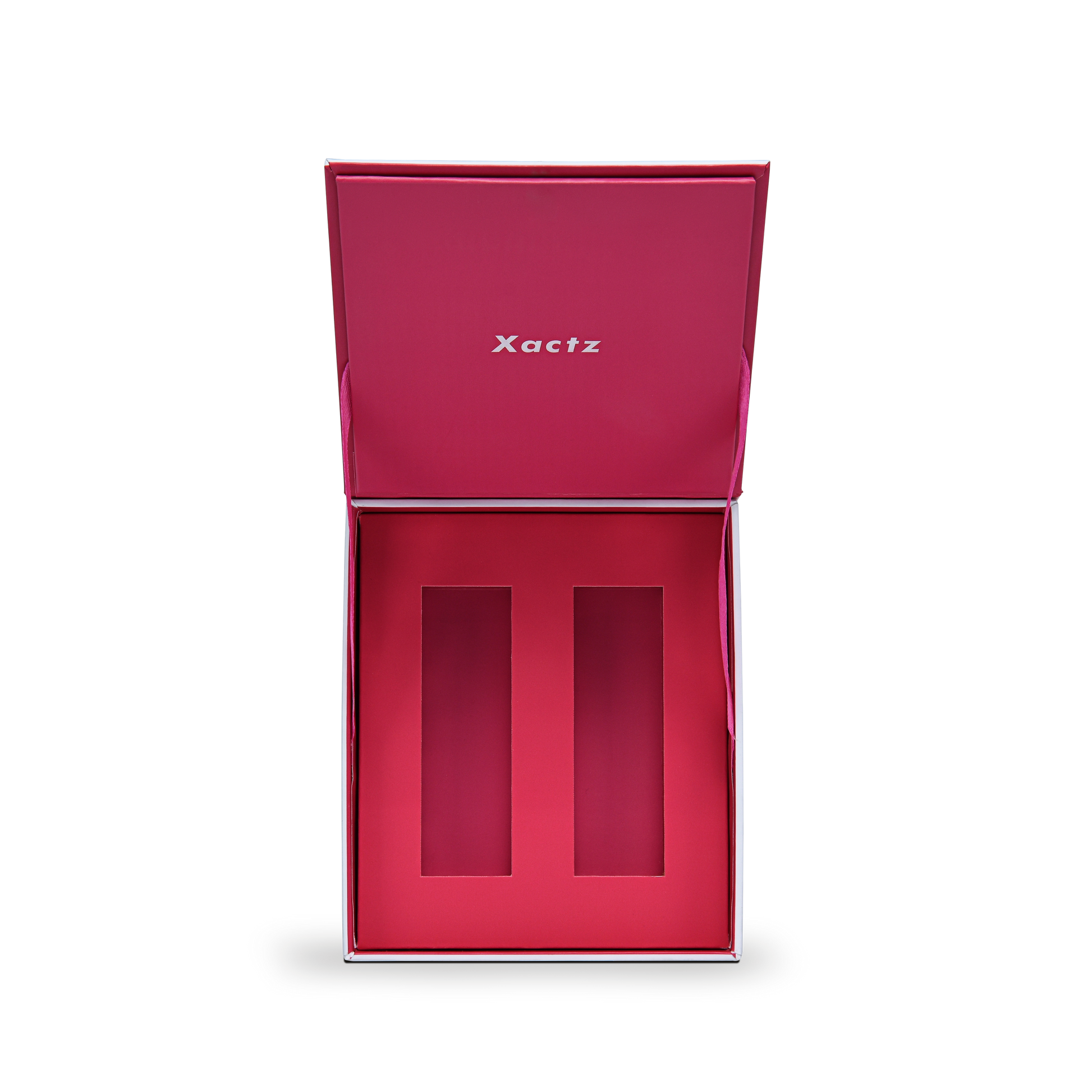 Premium White Rigid Flip-Top Luxury Gift Box with Red Interior and Custom Compartments