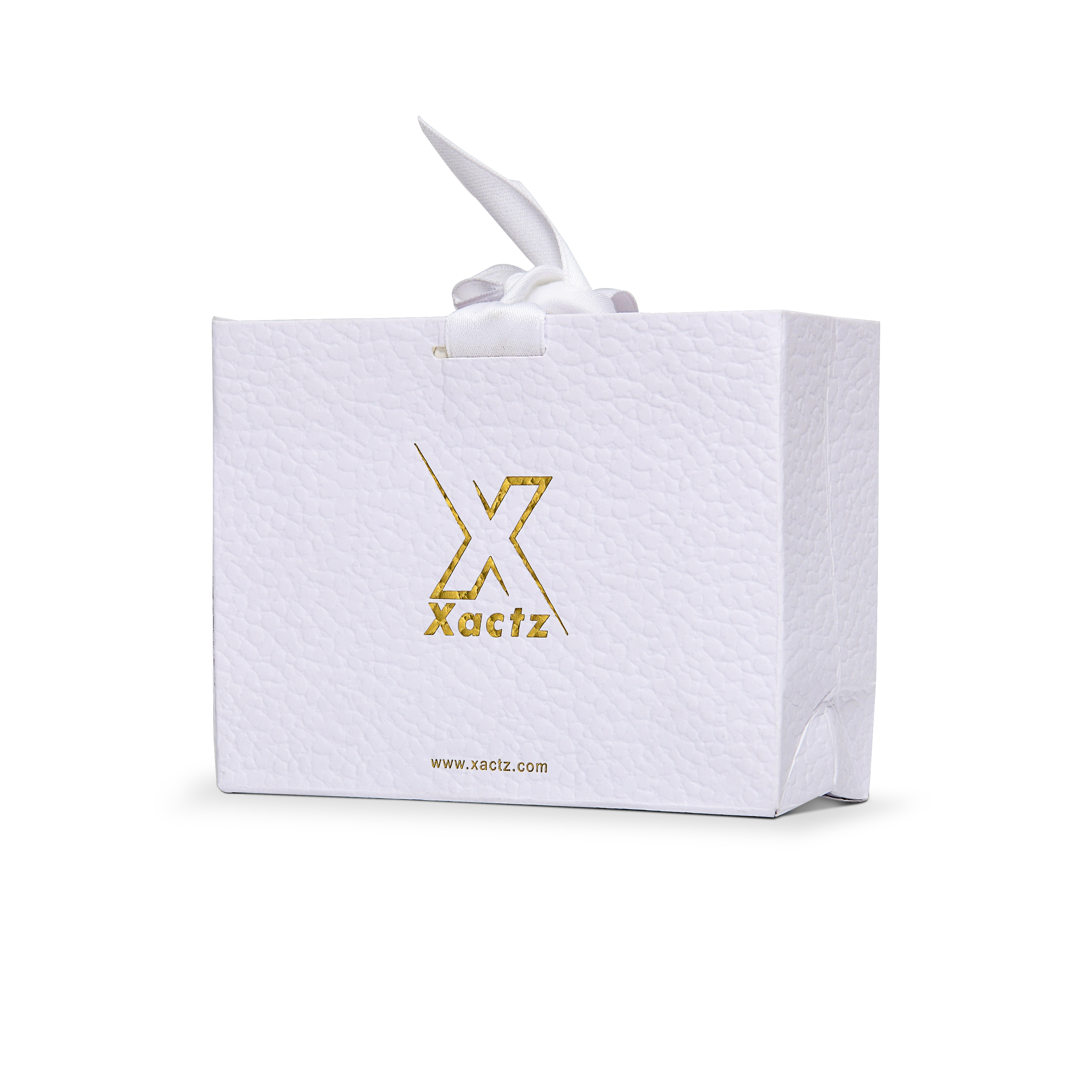 Sac shopping de luxe personnalisé blanc, poignées en coton avec dorure à chaud