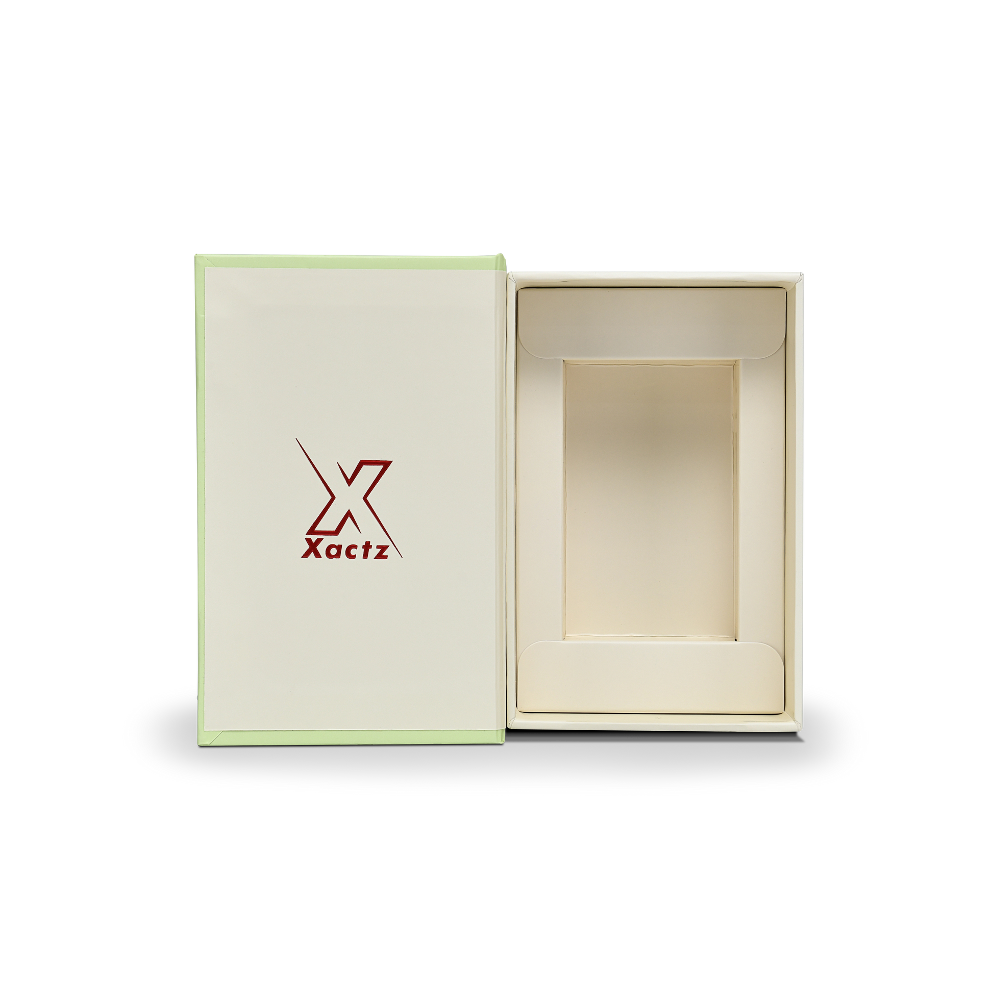 Premium Green Beige Embossed Red Gold Foil Book-Shaped Luxury Gift Box with Rectangular Inner Tray