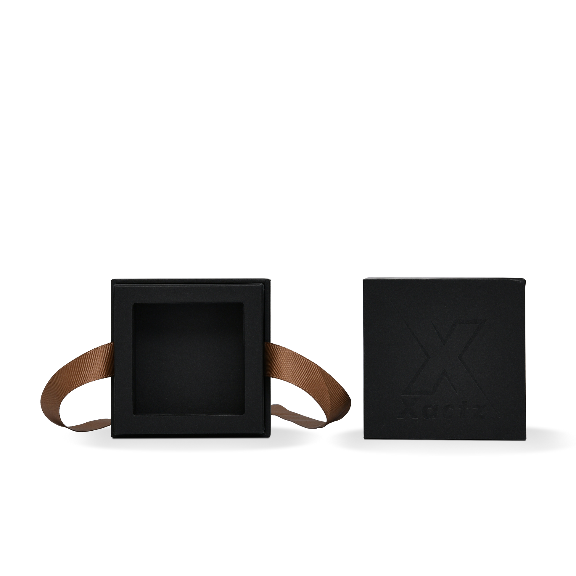 Pure Brand Inspiration Essence Elegant Texture Black Rose Gold Embossed Extra Tall Rigid Gift Box with Ribbon Closure