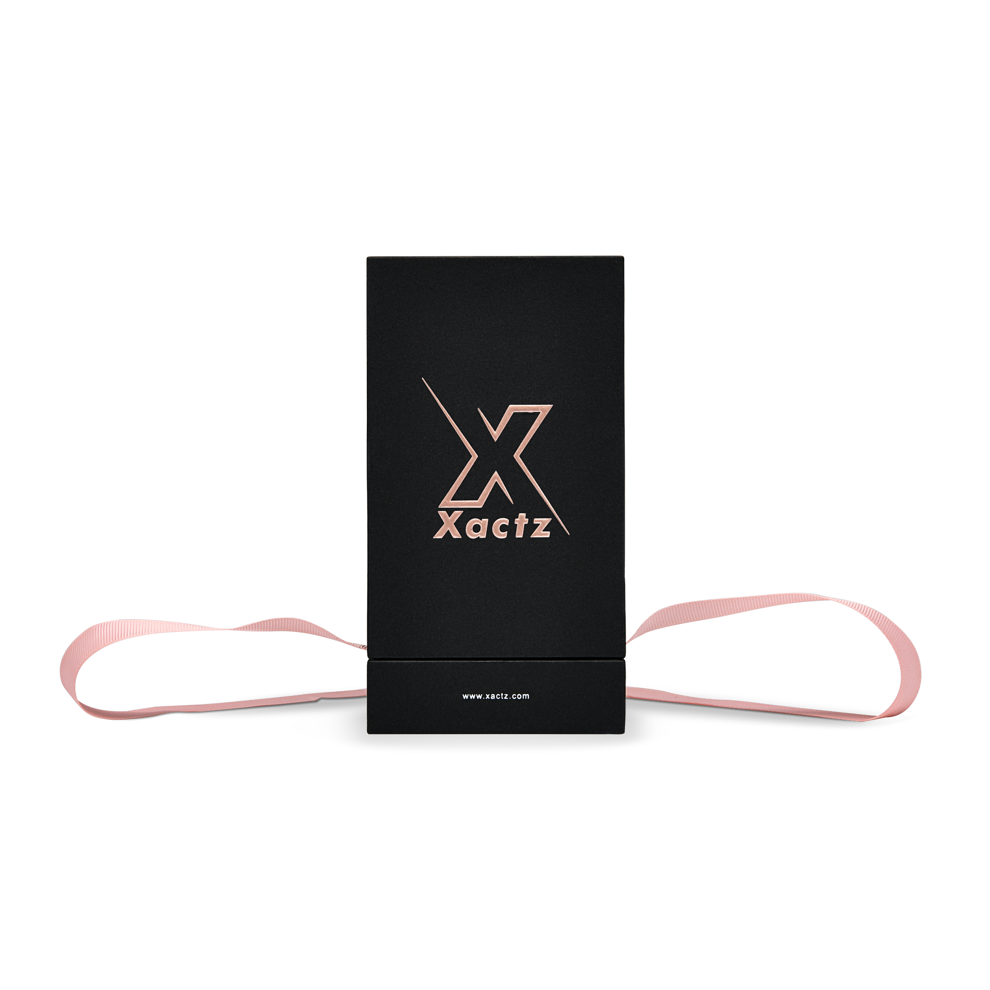 Pure Brand Inspiration Essence Elegant Texture Black Rose Gold Embossed Rigid Gift Box with Ribbon Closure