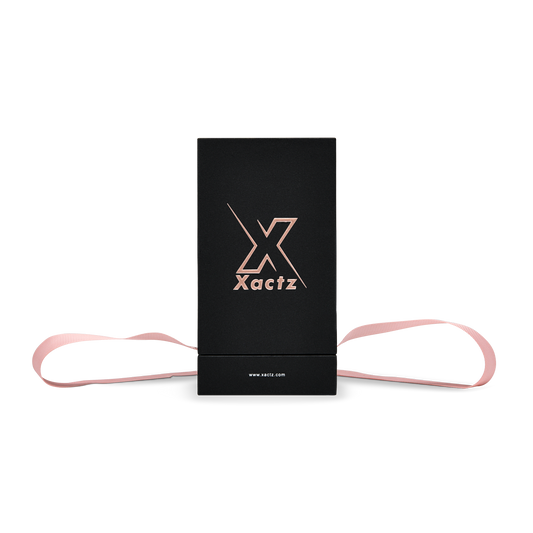 Pure Brand Inspiration Essence Elegant Texture Black Rose Gold Embossed Rigid Gift Box with Ribbon Closure