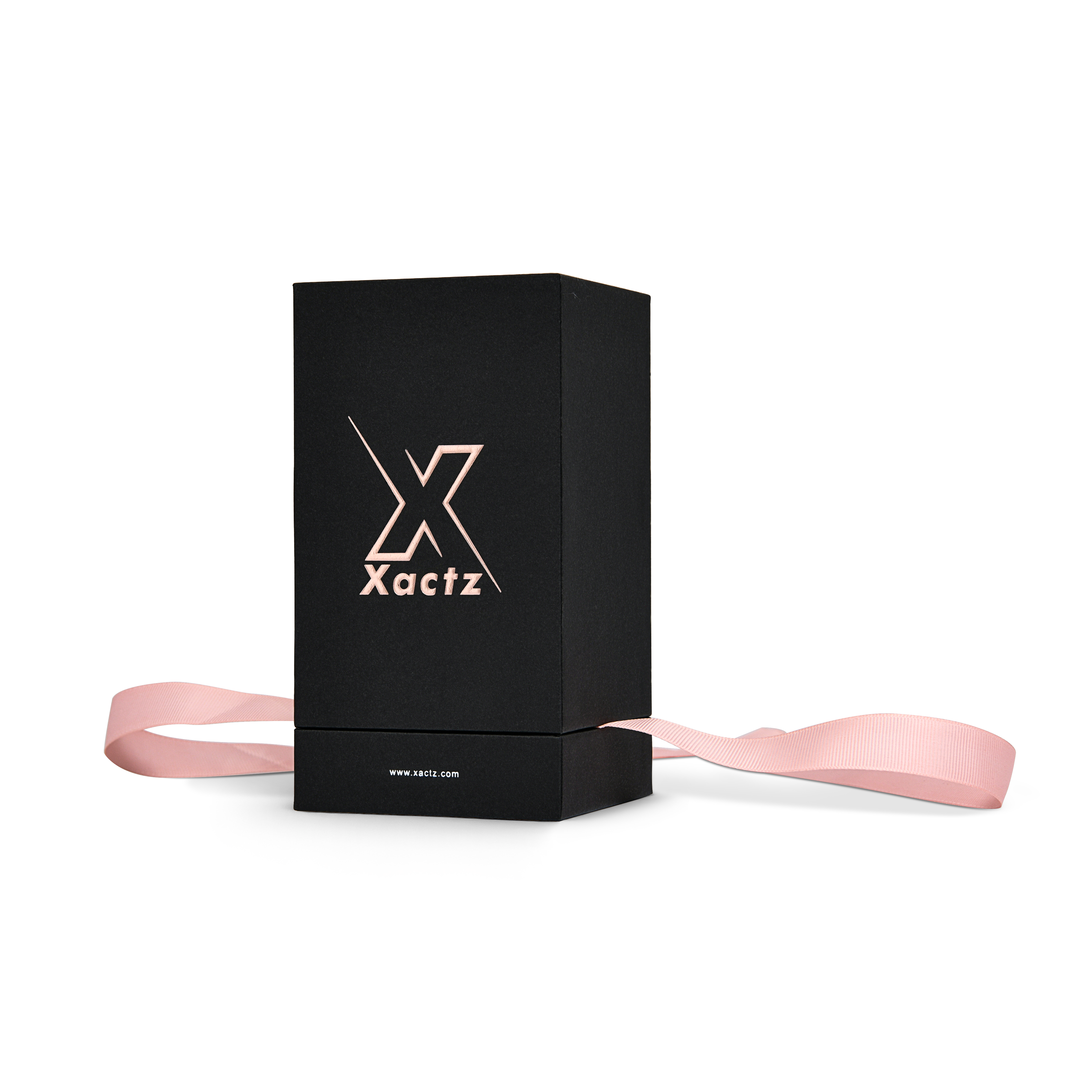 Pure Brand Inspiration Essence Elegant Texture Black Rose Gold Embossed Rigid Gift Box with Ribbon Closure