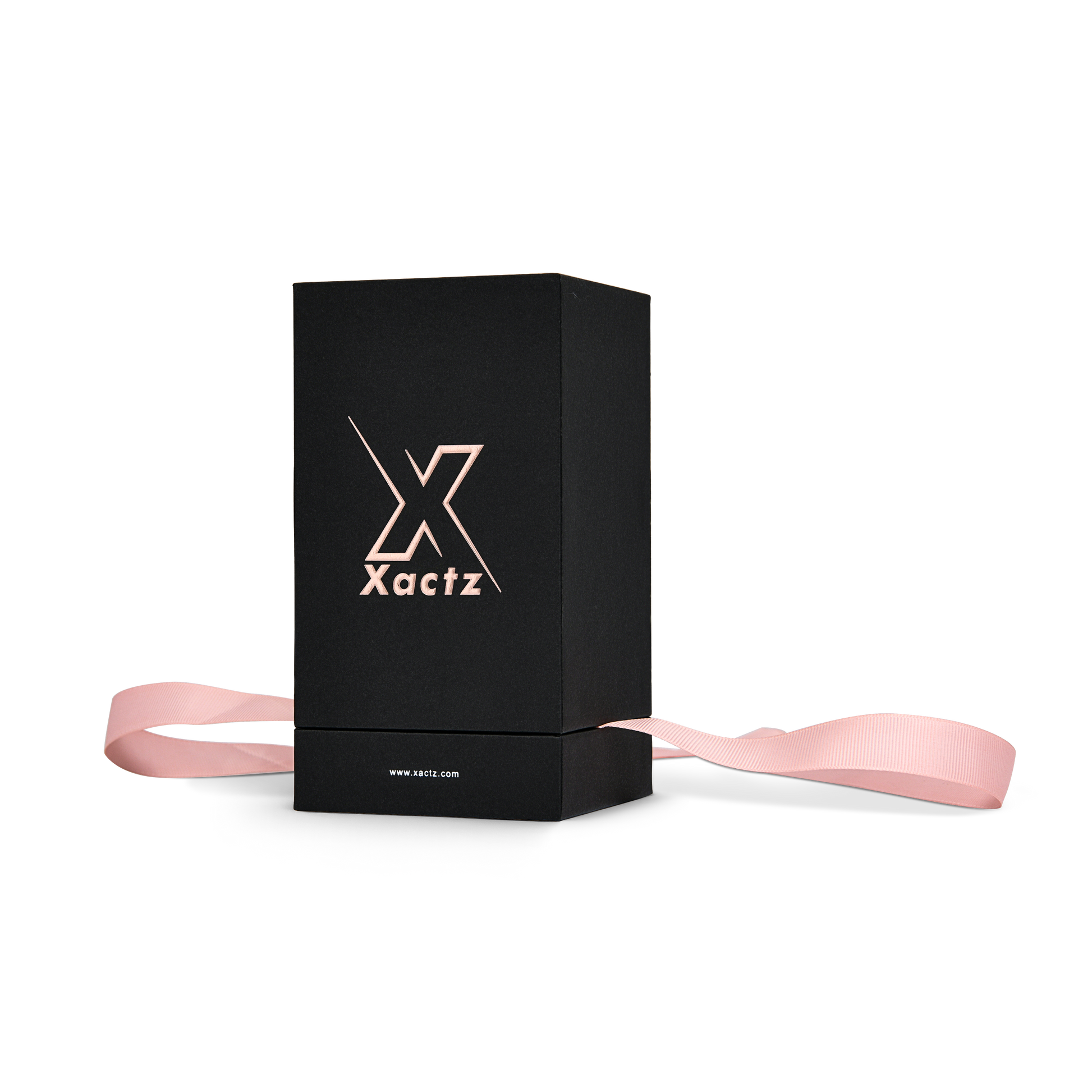 Pure Brand Inspiration Essence Elegant Texture Black Rose Gold Embossed Rigid Gift Box with Ribbon Closure