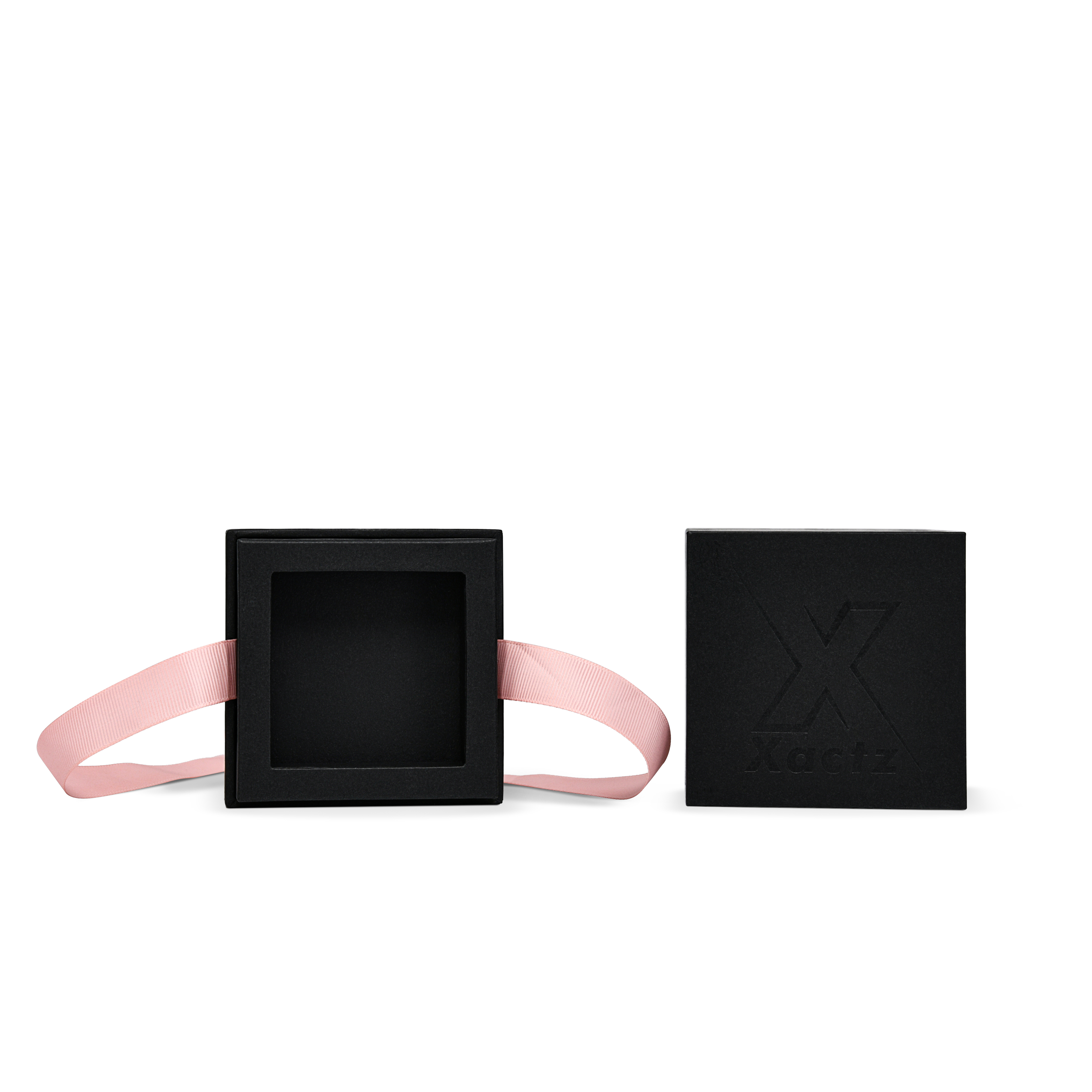 Pure Brand Inspiration Essence Elegant Texture Black Rose Gold Embossed Rigid Gift Box with Ribbon Closure
