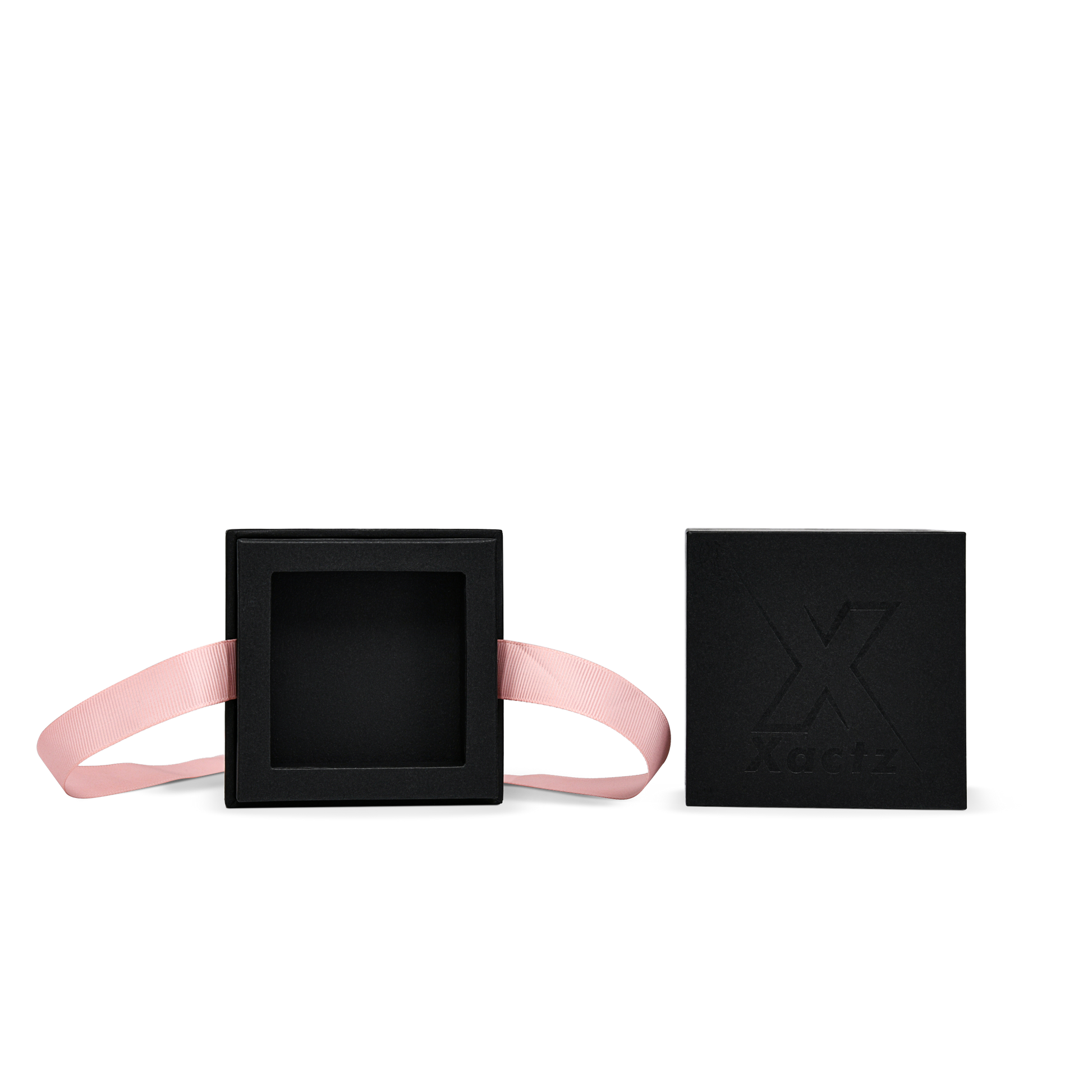 Pure Brand Inspiration Essence Elegant Texture Black Rose Gold Embossed Rigid Gift Box with Ribbon Closure