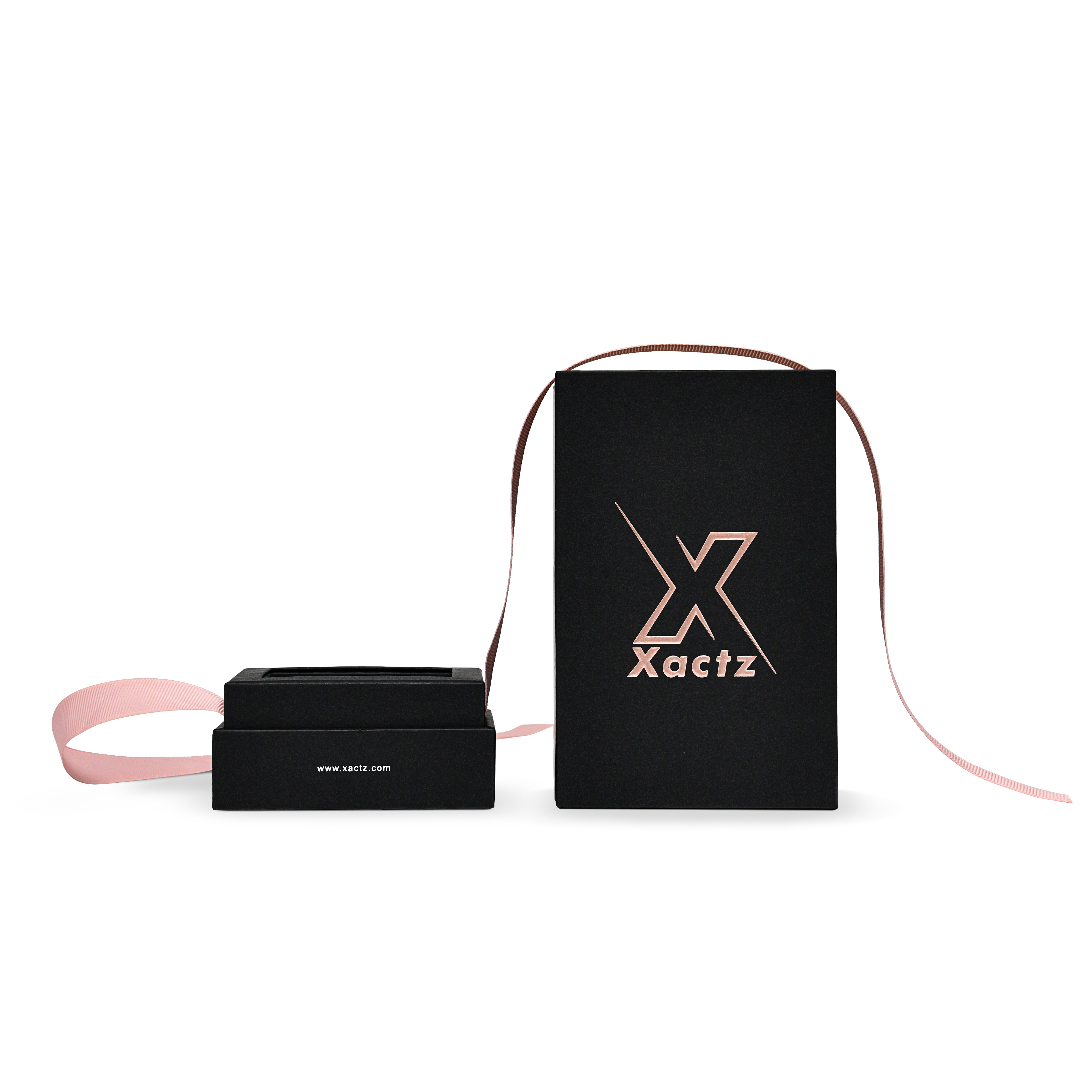 Pure Brand Inspiration Essence Elegant Texture Black Rose Gold Embossed Rigid Gift Box with Ribbon Closure