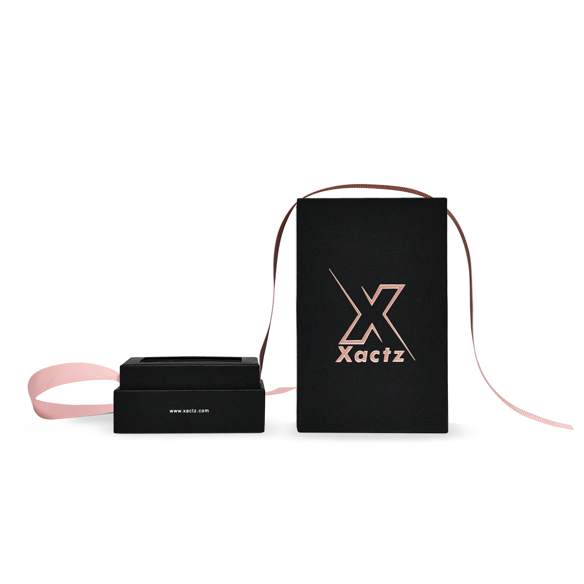 Pure Brand Inspiration Essence Elegant Texture Black Rose Gold Embossed Rigid Gift Box with Ribbon Closure