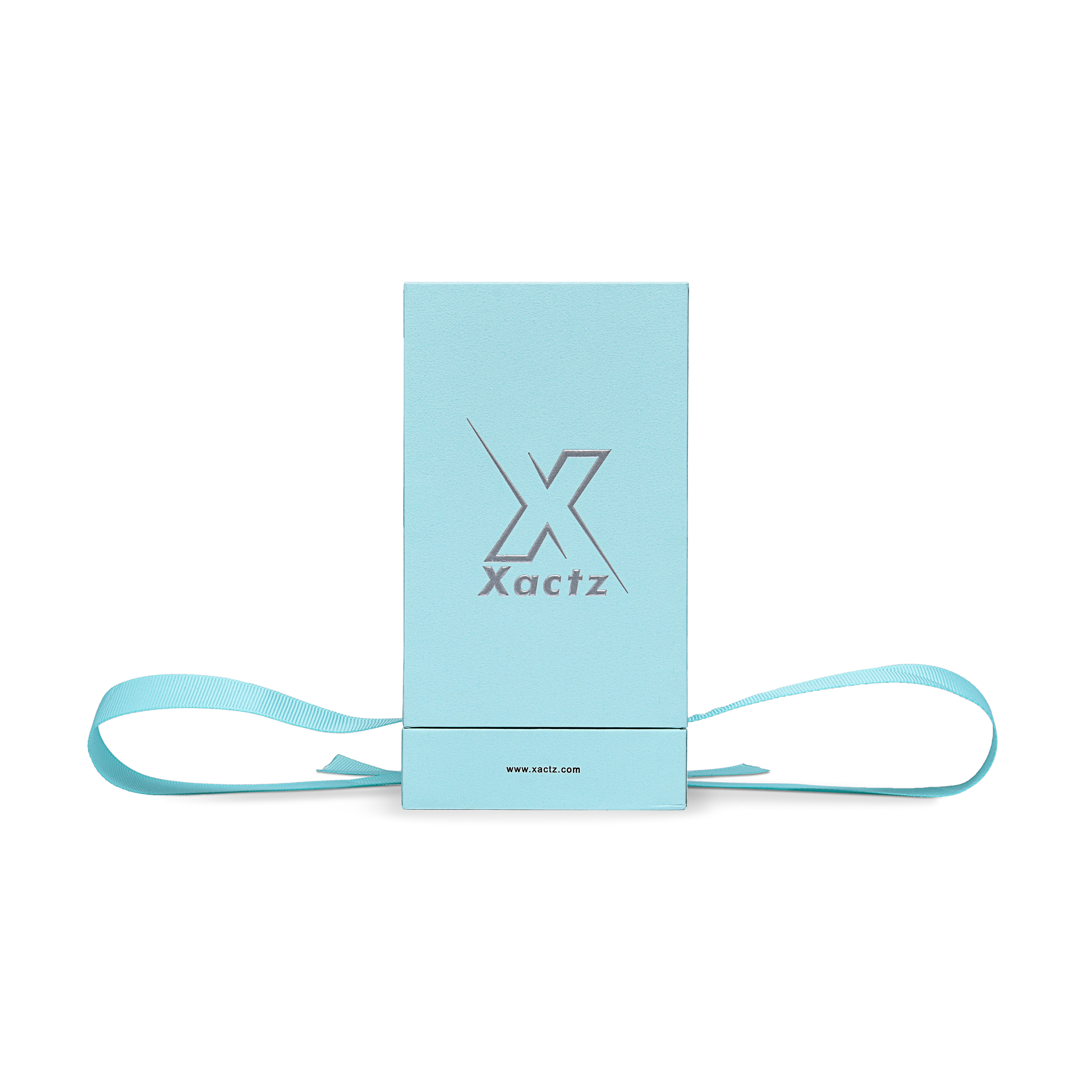 Pure Brand Inspiration Essence Freedom Texture Sky Blue Matte Silver Embossed Extra Tall Rigid Gift Box with Ribbon Closure