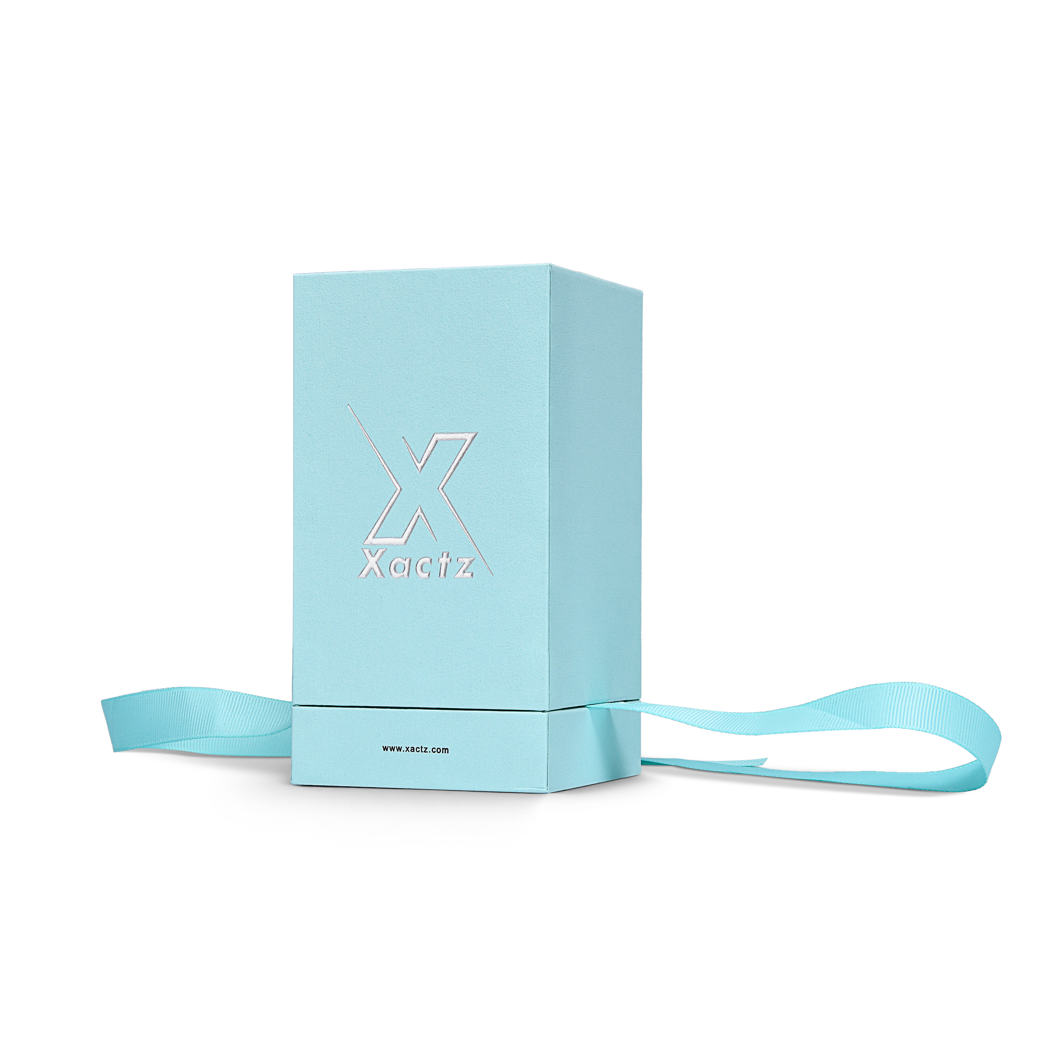 Pure Brand Inspiration Essence Freedom Texture Sky Blue Matte Silver Embossed Extra Tall Rigid Gift Box with Ribbon Closure