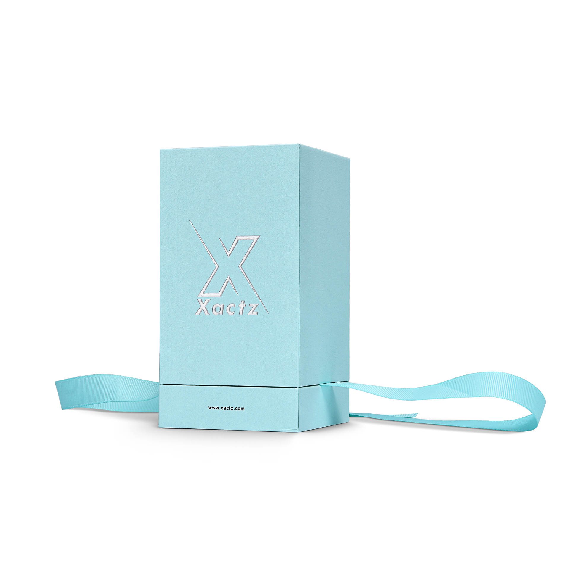 Pure Brand Inspiration Essence Freedom Texture Sky Blue Matte Silver Embossed Extra Tall Rigid Gift Box with Ribbon Closure