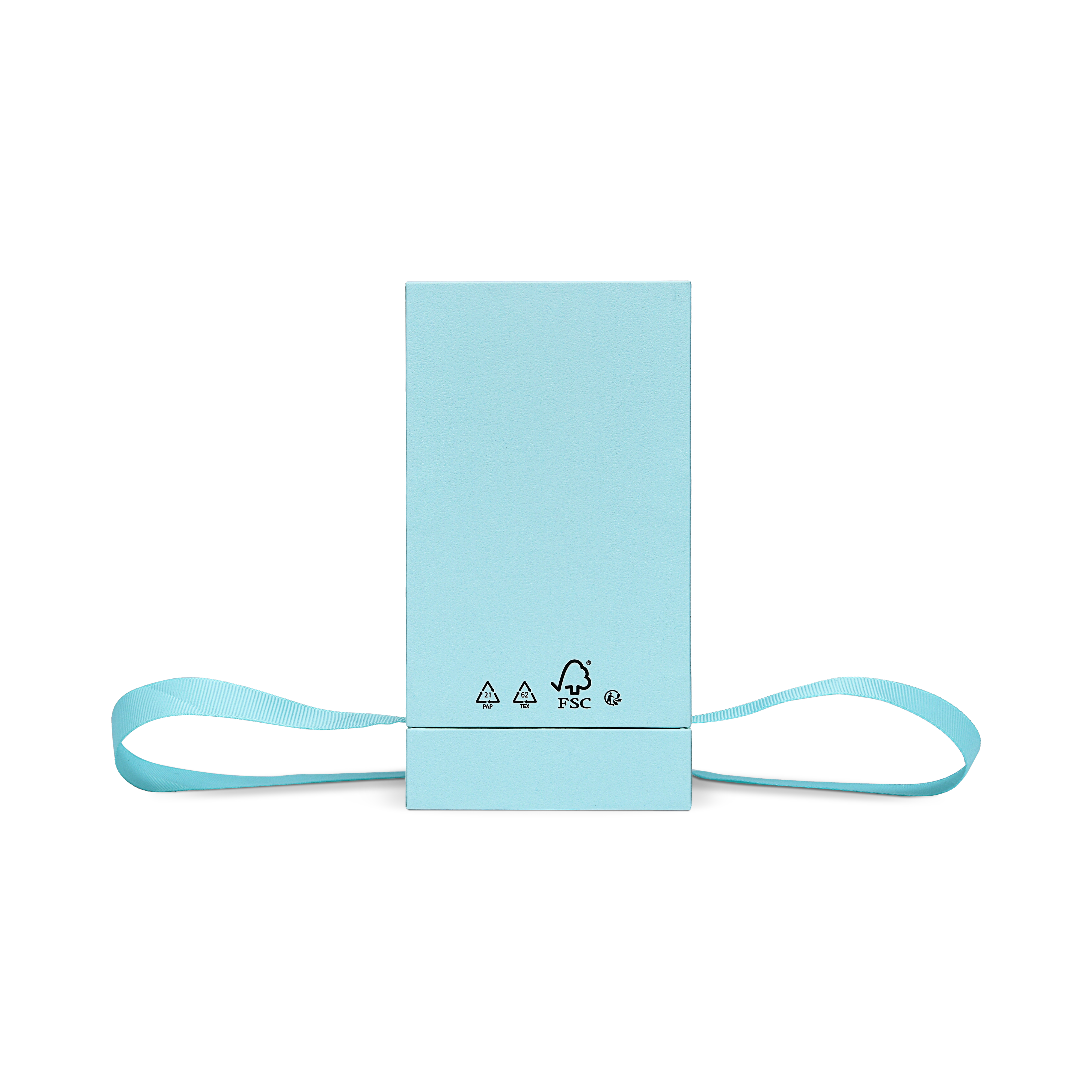 Pure Brand Inspiration Essence Freedom Texture Sky Blue Matte Silver Embossed Extra Tall Rigid Gift Box with Ribbon Closure