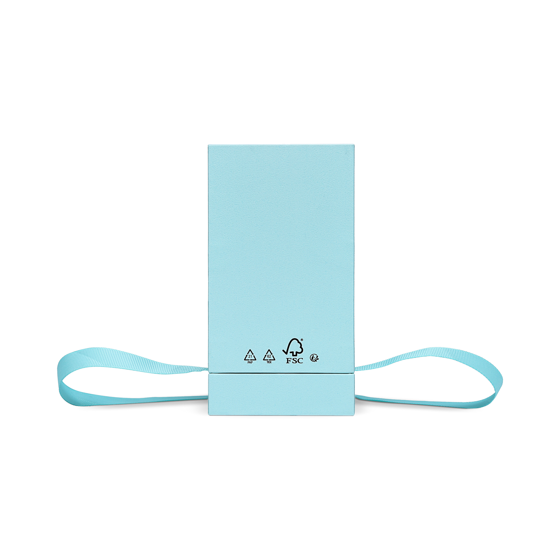 Pure Brand Inspiration Essence Freedom Texture Sky Blue Matte Silver Embossed Extra Tall Rigid Gift Box with Ribbon Closure