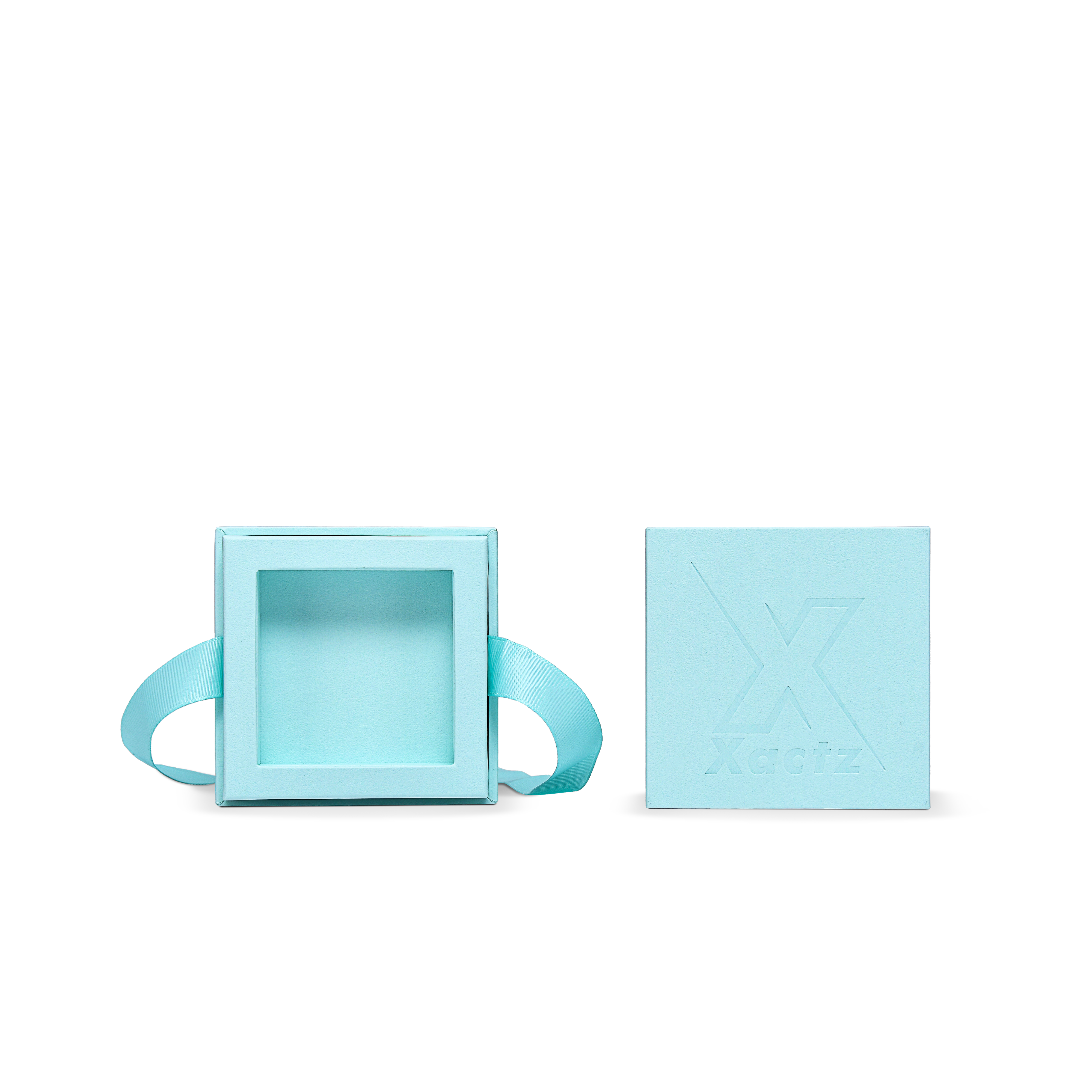 Pure Brand Inspiration Essence Freedom Texture Sky Blue Matte Silver Embossed Extra Tall Rigid Gift Box with Ribbon Closure