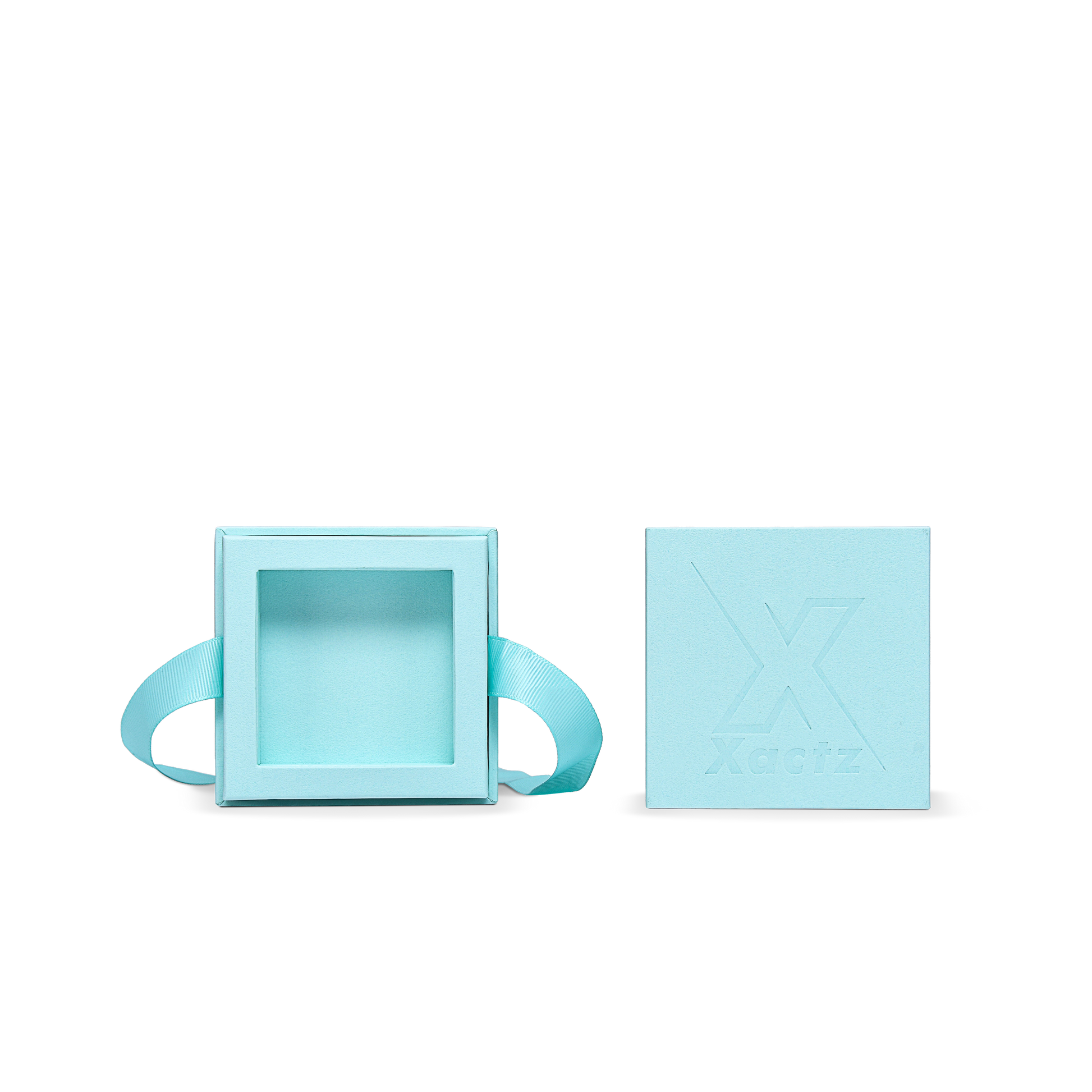 Pure Brand Inspiration Essence Freedom Texture Sky Blue Matte Silver Embossed Extra Tall Rigid Gift Box with Ribbon Closure