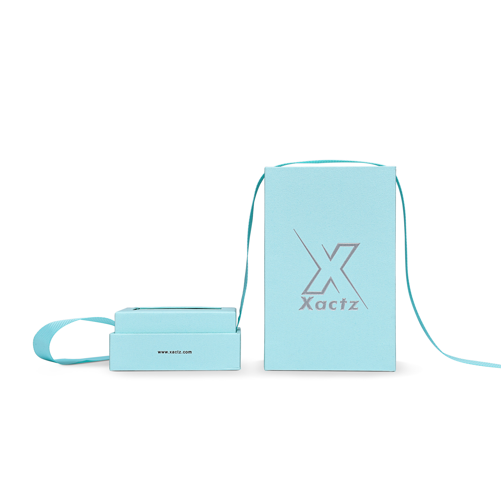 Pure Brand Inspiration Essence Freedom Texture Sky Blue Matte Silver Embossed Extra Tall Rigid Gift Box with Ribbon Closure