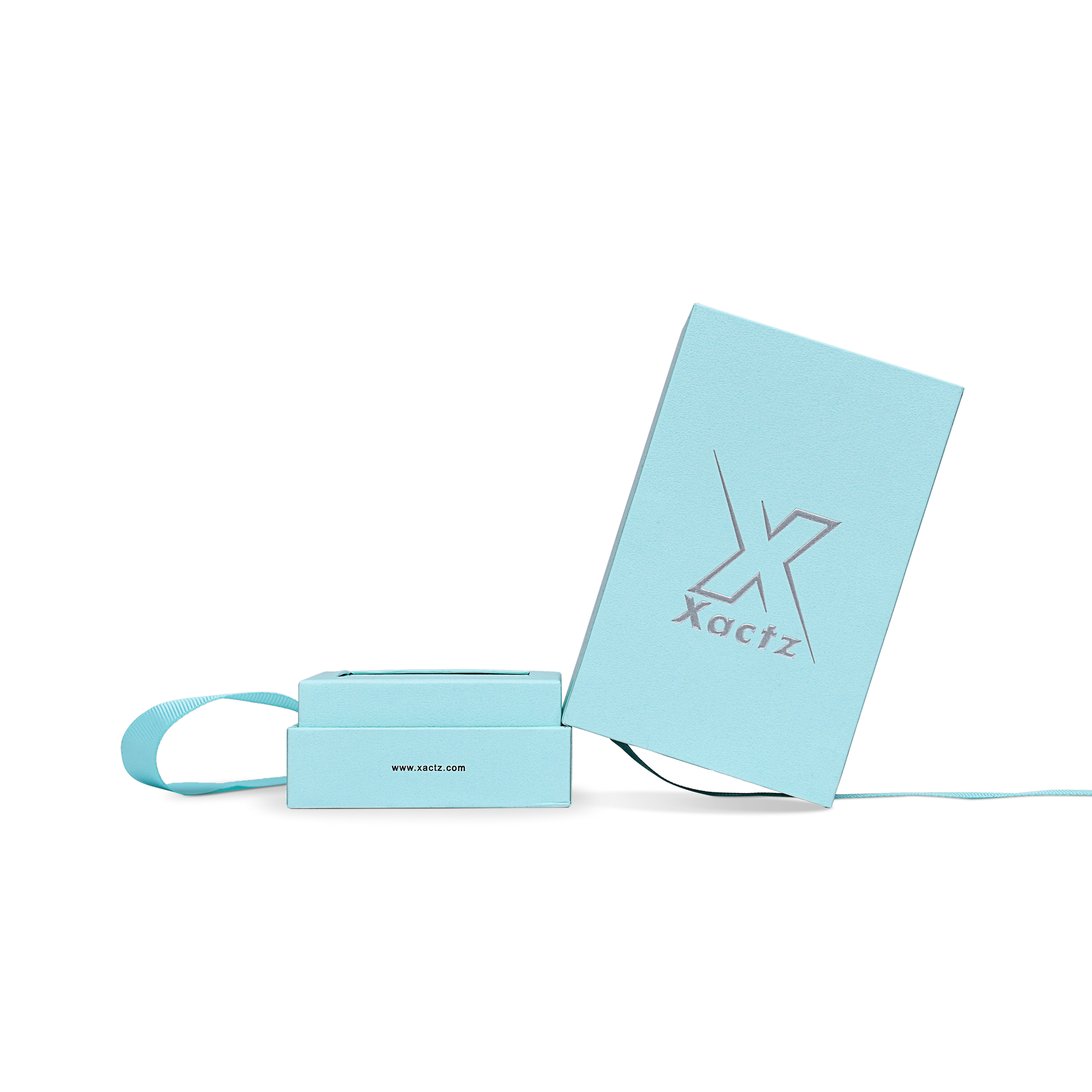 Pure Brand Inspiration Essence Freedom Texture Sky Blue Matte Silver Embossed Extra Tall Rigid Gift Box with Ribbon Closure