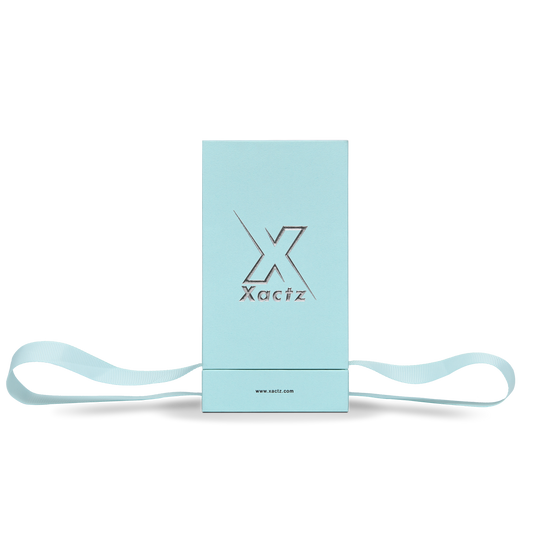 Pure Brand Inspiration Essence Freedom Texture Sky Blue Bright Silver Embossed Extra Tall Rigid Gift Box with Ribbon Closure