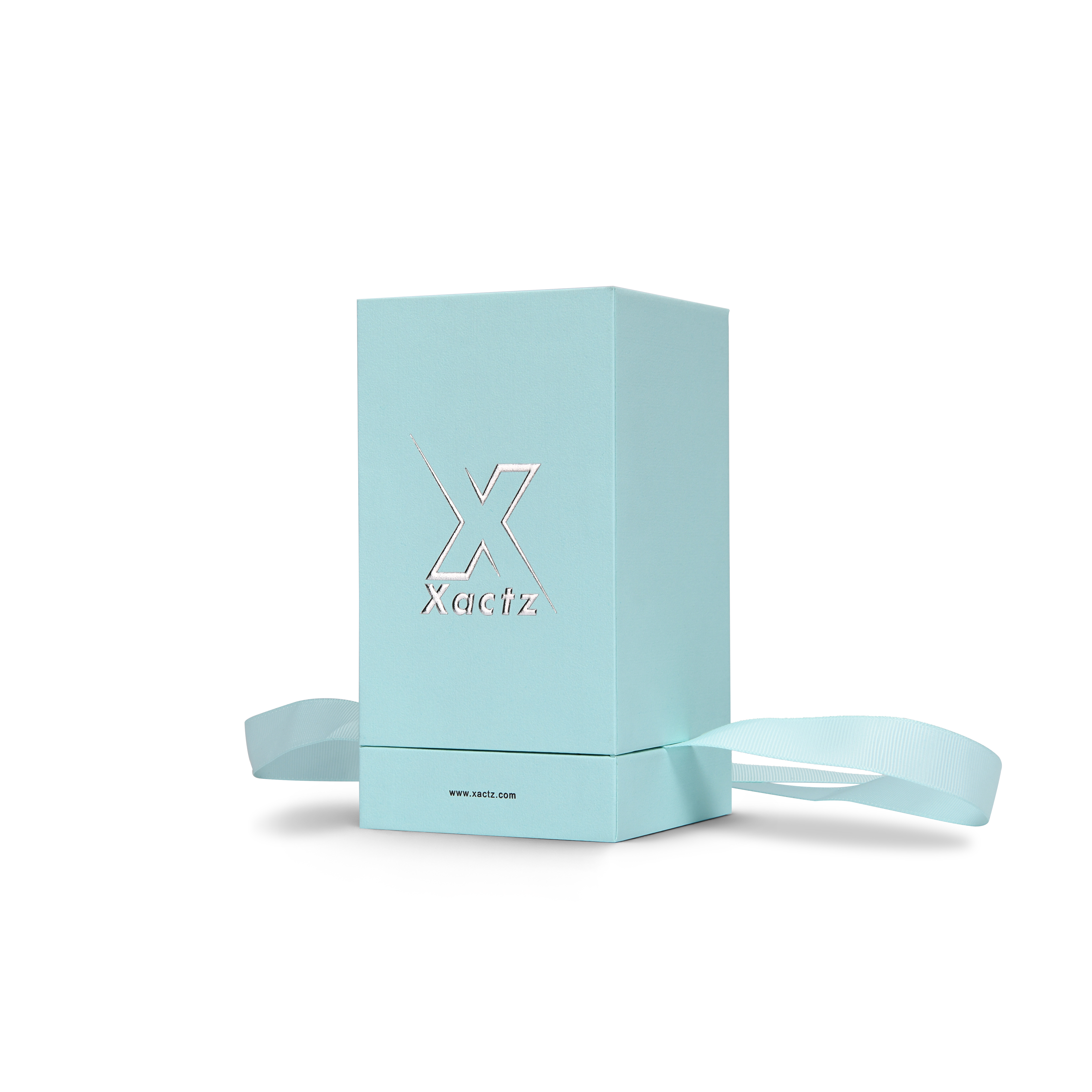 Pure Brand Inspiration Essence Freedom Texture Sky Blue Bright Silver Embossed Extra Tall Rigid Gift Box with Ribbon Closure