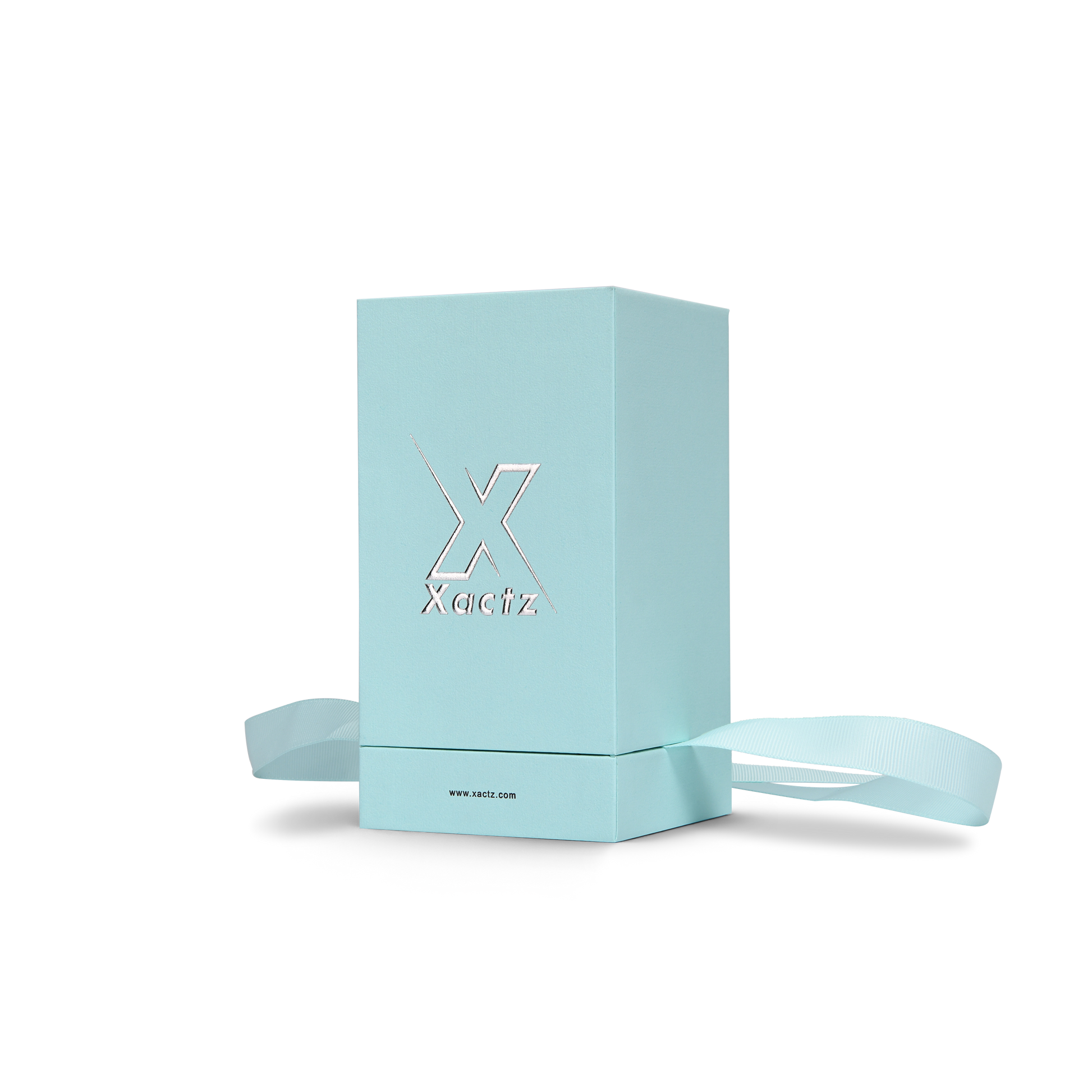 Pure Brand Inspiration Essence Freedom Texture Sky Blue Bright Silver Embossed Extra Tall Rigid Gift Box with Ribbon Closure