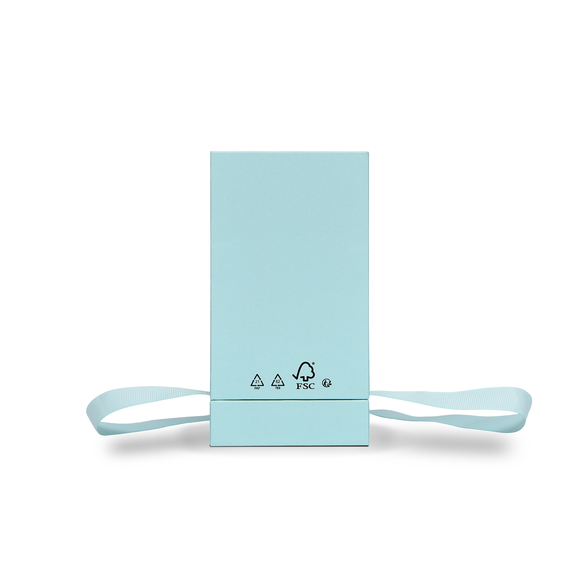 Pure Brand Inspiration Essence Freedom Texture Sky Blue Bright Silver Embossed Extra Tall Rigid Gift Box with Ribbon Closure