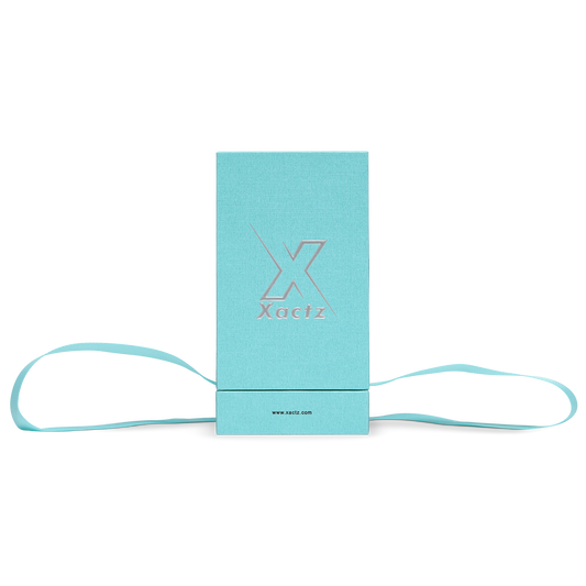 Pure Brand Inspiration Essence Freedom Texture Sky Blue Bright Silver Embossed Extra Tall Rigid Gift Box with Ribbon Closure