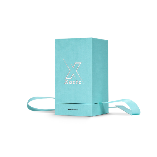 Pure Brand Inspiration Essence Freedom Texture Sky Blue Bright Silver Embossed Extra Tall Rigid Gift Box with Ribbon Closure